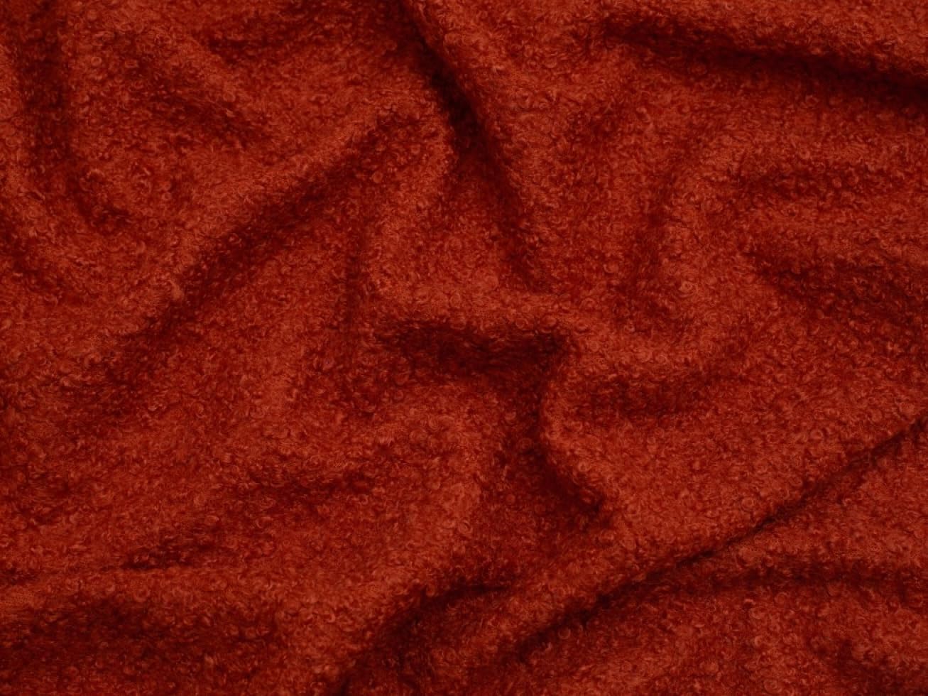 Minerva Boucle Knit Coating Fabric Rust Plain - Sold Per Metre