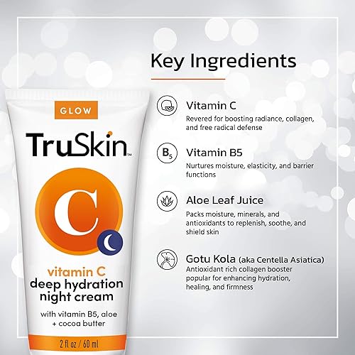 Miniatura 2 de TruSkin Crema de noche con vitamina C, mezcla natural de apoyo de colágeno de la piel con manteca de cacao, vitamina B5, aceites esenciales
