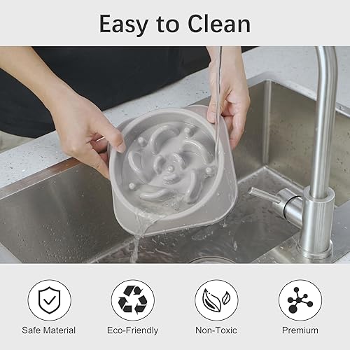 Miniatura 7 de MateeyLife Cuencos de Alimentación Lenta para Perros 2 Unidades, Cuencos Rompecabezas Anti-Asfixia para Comida de Perro, Alimentación Interactiva