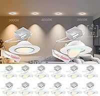 Vista 25 de Lightdot - Paquete de 6 luces LED empotrables con rótula de 6 pulgadas, ajustable 360°+90°, temperatura de color de 3CCT seleccionable y regulable