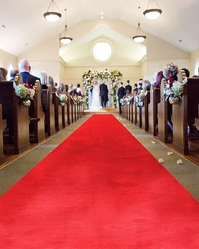 Miniatura 6 de QueenDream Alfombra de pasillo de terciopelo rojo de 4.5 x 20 pies para eventos de fiesta de cumpleaños