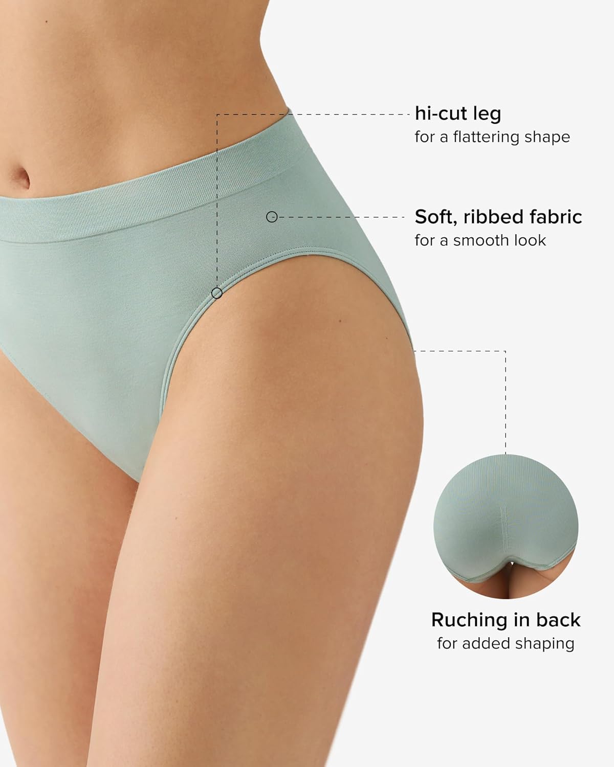 Wacoal Women's B-Smooth Seamless Full Coverage Hi-Cut Brief Panty, 834175 - Image 3