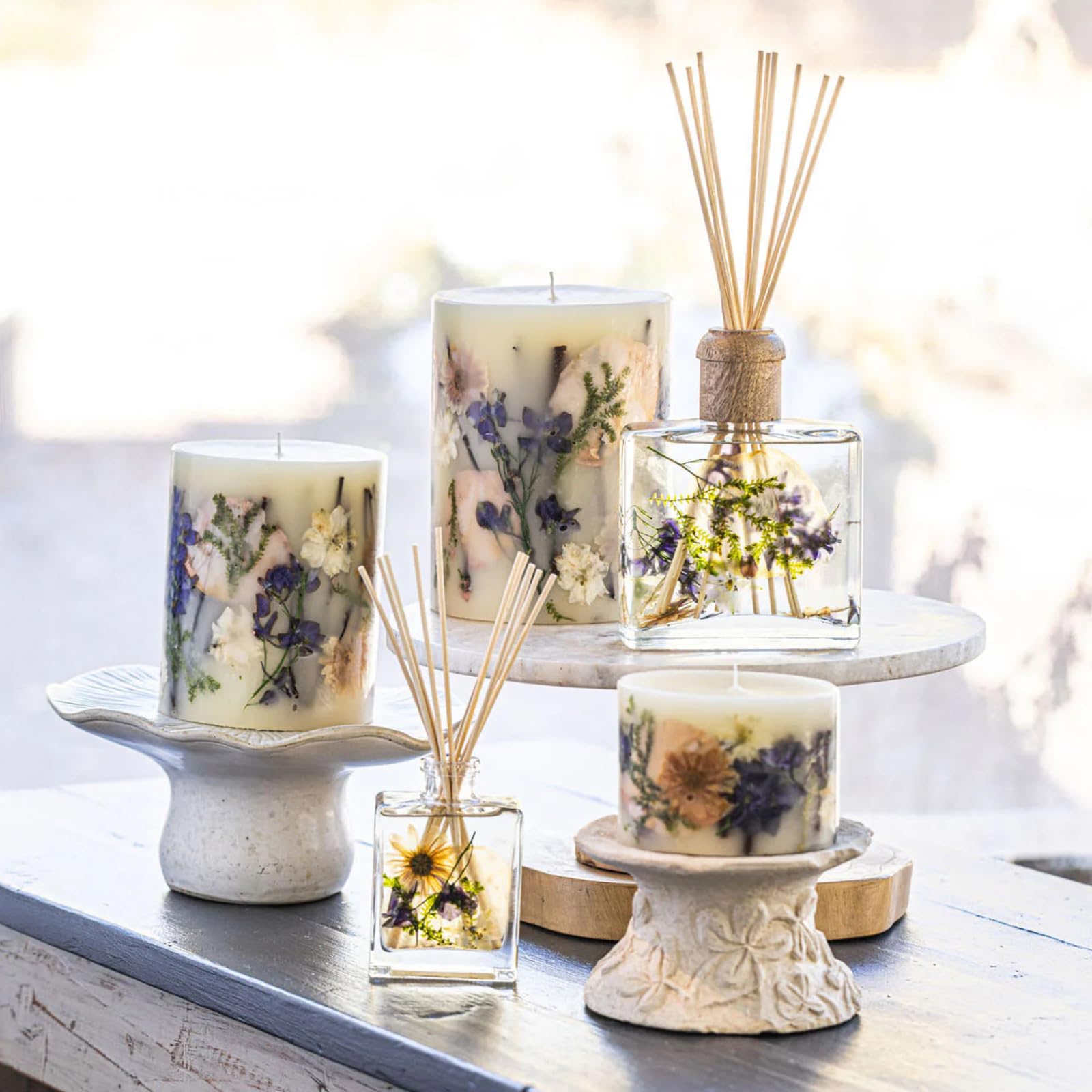 Rosy Rings Botanische Duftkerze mit Vanilleregenmotiv, Aromatherapie, langlebige Kerzen, Luxusduft, Dekoration, Geschenke, Noten von Kaschmir, Vanille, Jasmin, Lilie, Sandelholz, Apfel, 200 Stunden