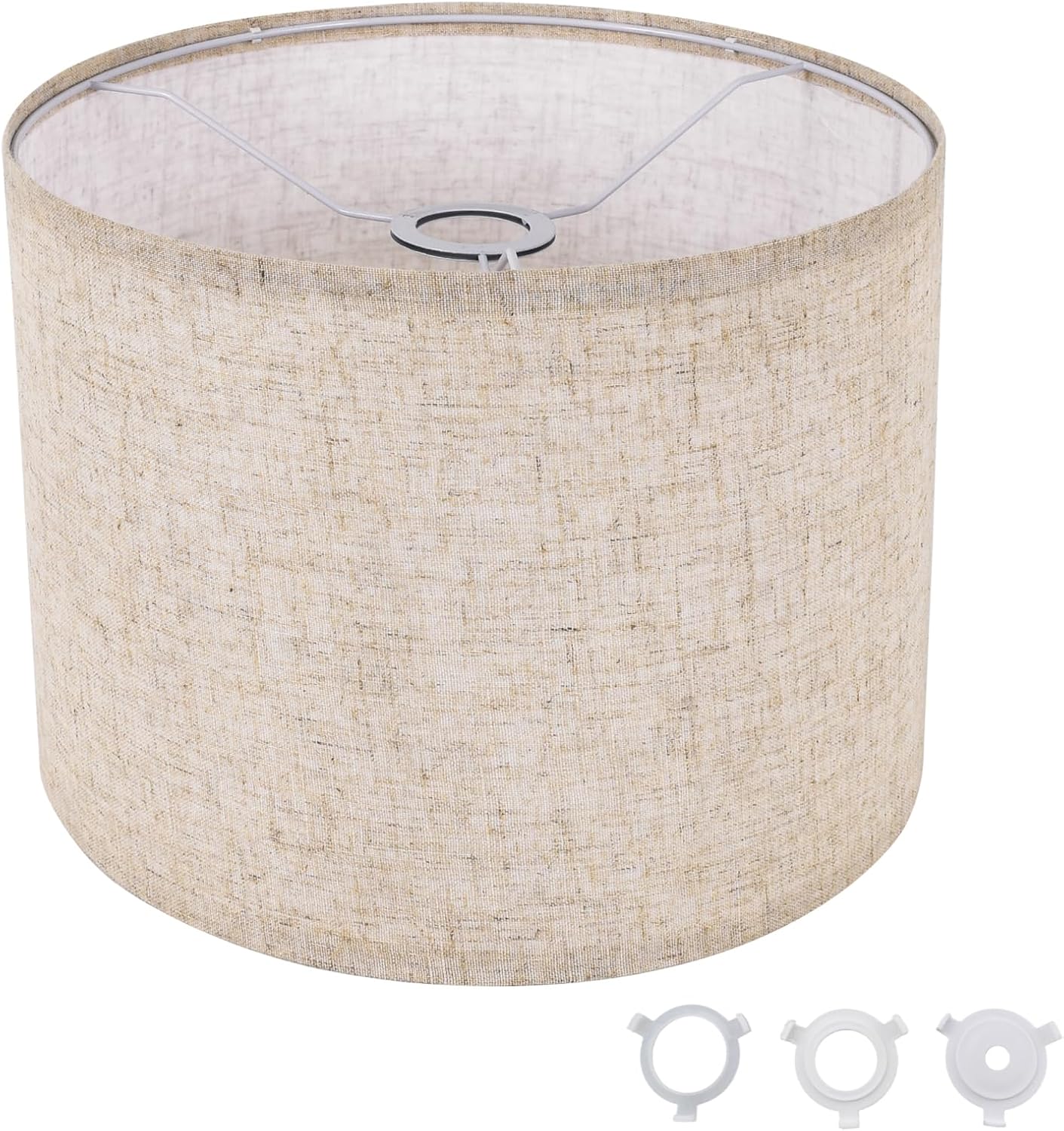 Small Lamp Shade, Beige Drum Lampshade 8.7''Top X 8.7'' Bottom X 7.9'' High, Replacement Lamp Shade Natural Linen Hand Crafted for Table Lamps Floor Lamps Chandelier Lamp, Easy Assembly Required
