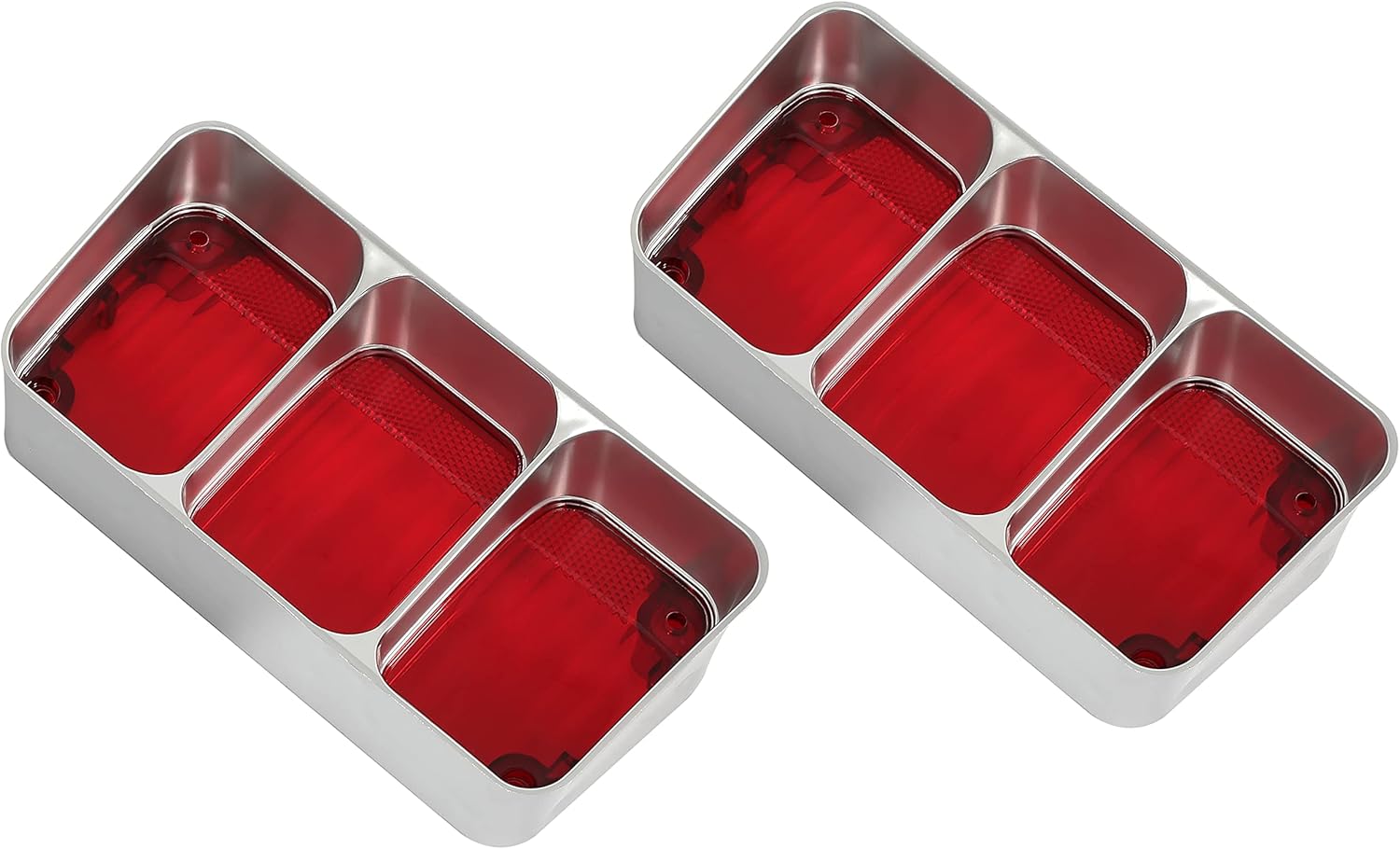 HECASA Lower Tail Light Assembly Compatible with 1972 Oldsmobile Cutlass/442/Cutlass Supreme Tail Lamps W/O Bulbs Red Lens & Silver Housing LH & RH 2Pcs