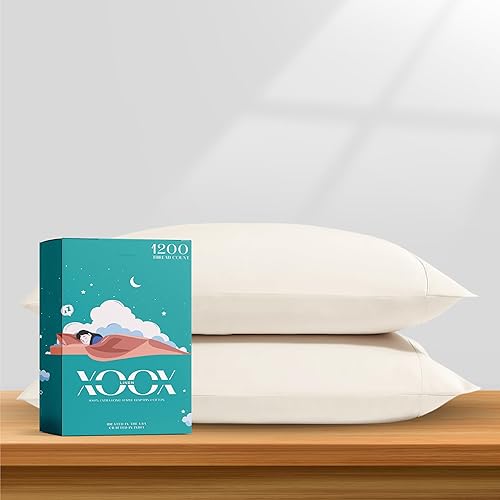 Miniatura 36 de XOOX Linen Juego de sábanas tamaño Queen 100% algodón egipcio, juego de sábanas de lujo de 1200 hilos de algodón egipcio tamaño Queen