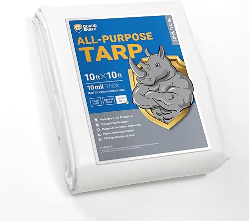 Miniatura 208 de GUARD SHIELD Lona resistente de 20 x 20 pies, cubierta de lona de polietileno negra y plateada impermeable, gruesa, multiusos, de 25/64 pulgadas