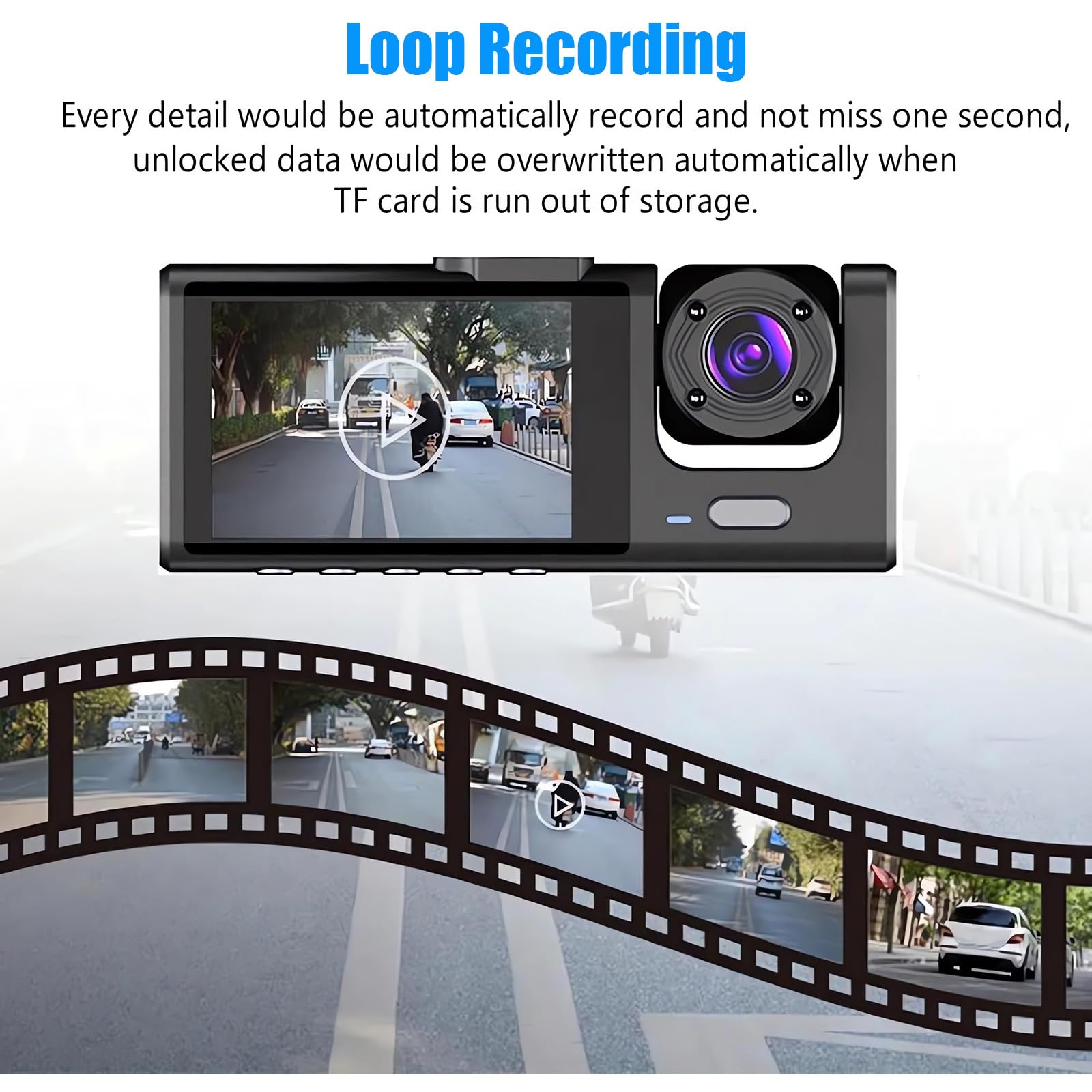 Dashcam Voiture Avant Arrière, HDR Vision Nocturne, capteur G+Carte 32Go