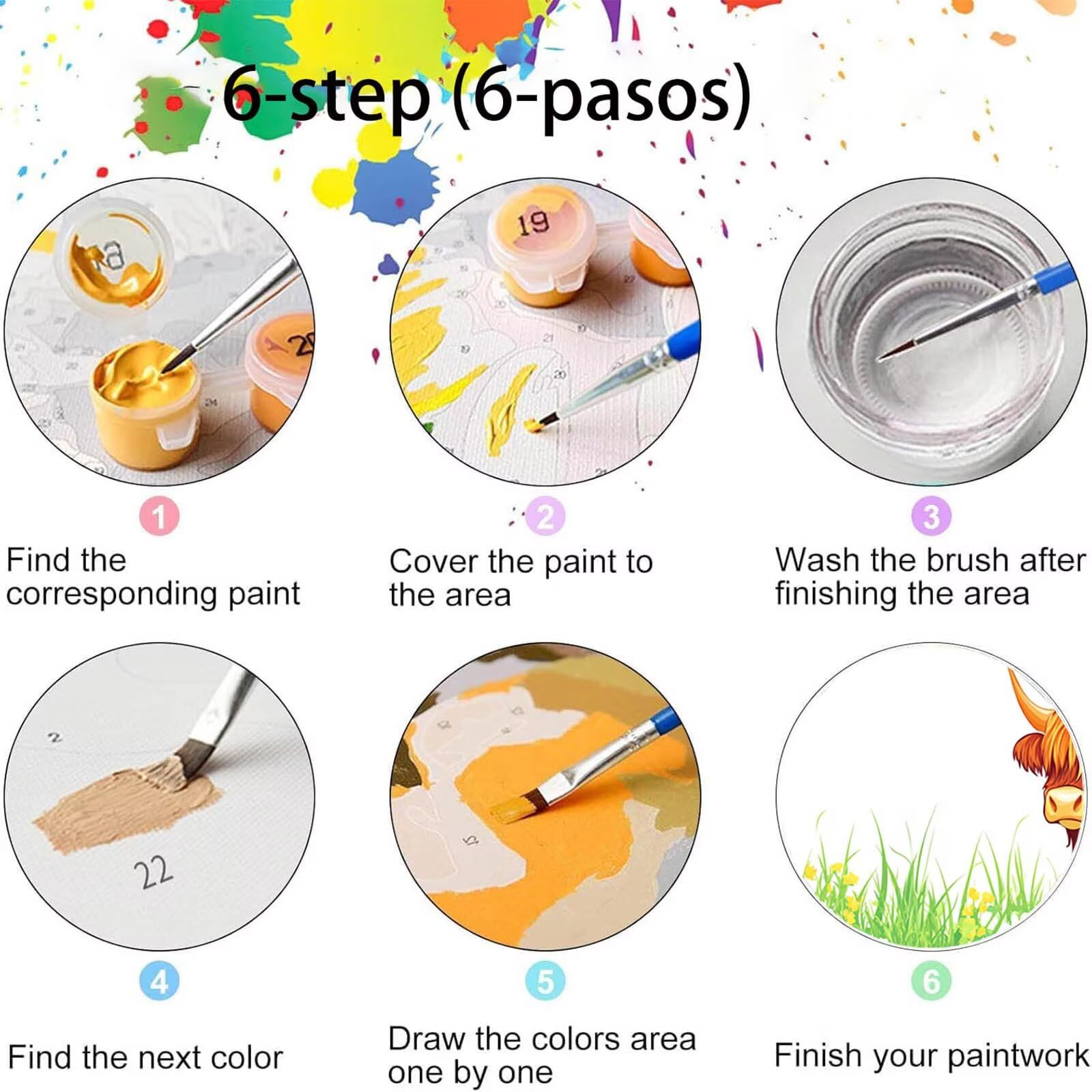 Pintar por Numeros Adultos Ganado, Pintar por Numeros Niños Kit Manualidades Adultos Mariposa Cuadros para Pintar por Numeros Pintura Acrílico, Cuadros Decoracion Salon Modernos 80X160cm 7w-6-X