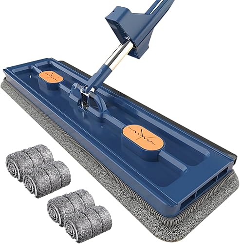Miniatura 8 de Nuevo trapeador de fibra ultrafina 2024 con mango ajustable de acero inoxidable de 54 pulgadas, 2 almohadillas lavables, trapeador de polvo