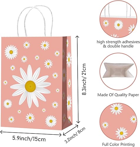 Miniatura 4 de 16 bolsas de regalo de margaritas con asa, decoraciones de fiesta de cumpleaños de margaritas, bolsas de regalo de margaritas, decoraciones de