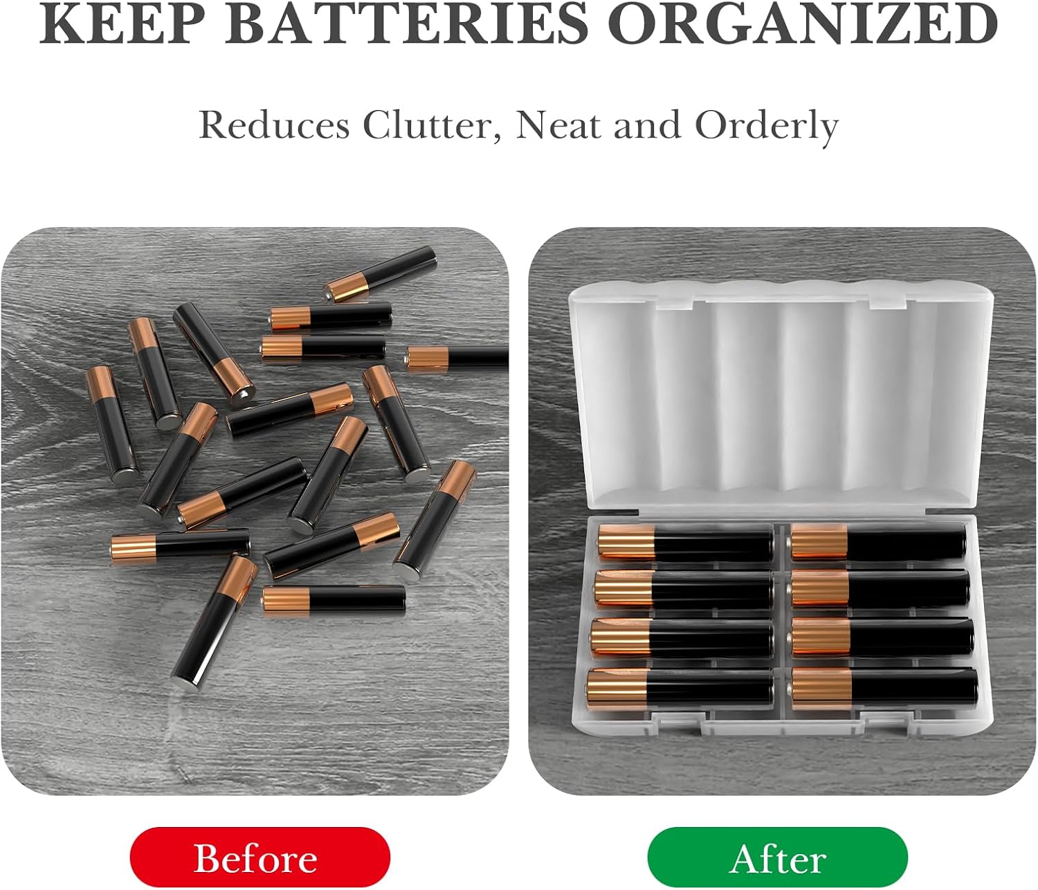 Linkidea 4 Pack Waterproof AAA Battery Organizer Box, Travel Storage Case Holds 10 AAA and AA Batteries, Portable & Durable Container for Home/Camping (Clear)