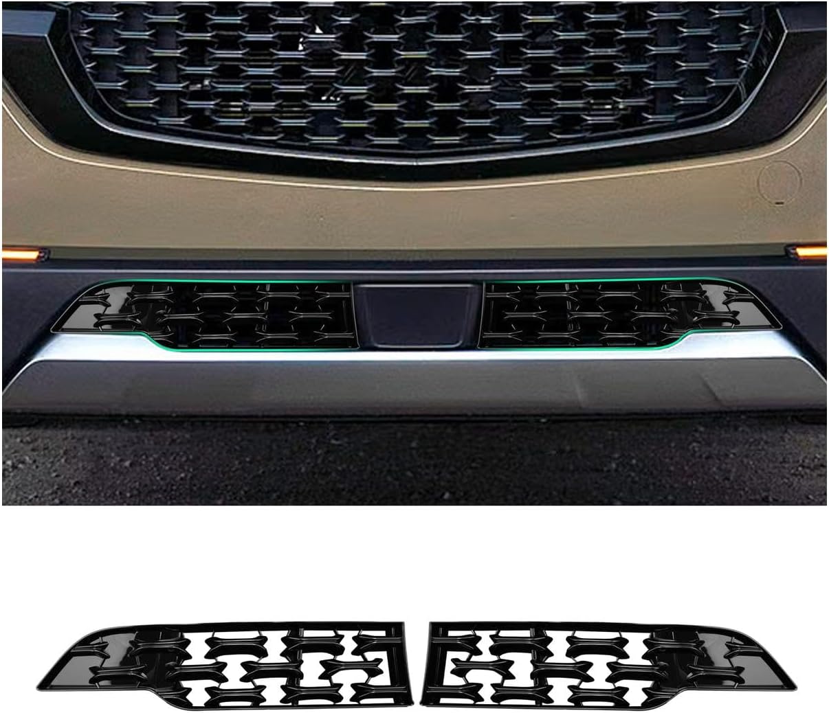 Ruiya 2023-2026 CX50 Front Grill Mesh Inserts Trims for Mazda CX-50 Accessories ABS Material Front Grille Guard Compatible with 2023 2024 2025 2026 Mazda CX50(2PCS/Sets)