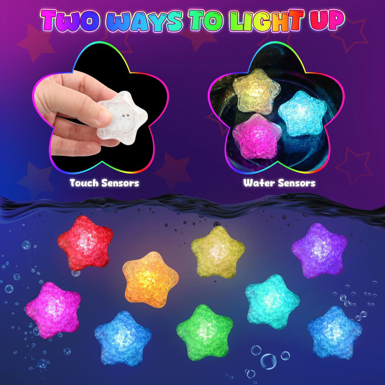 Light Up Bath Toys, 12PCS Colorful Stars Bath Toys, Kids Bath Toy with Led Sensory Lights - Image 4