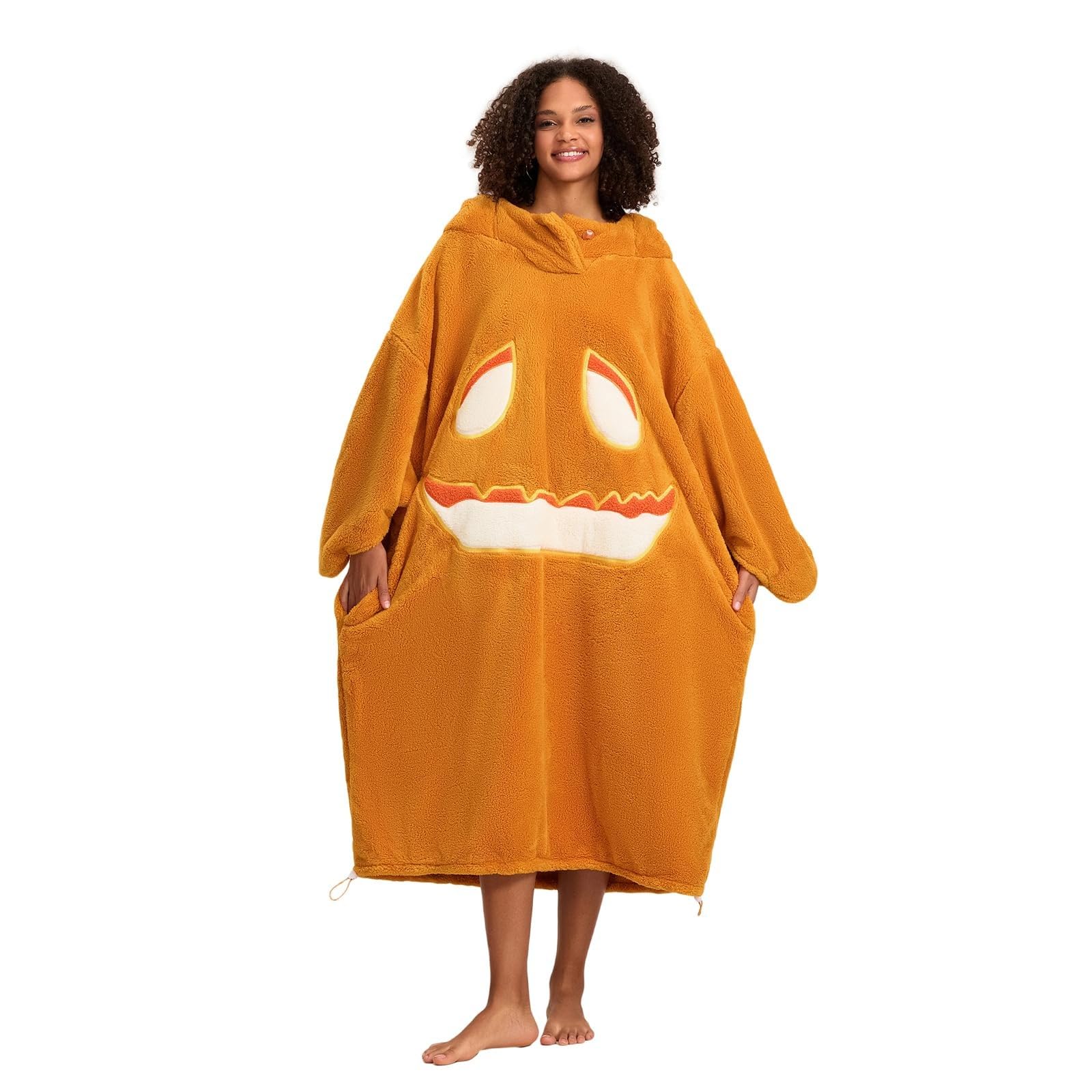 Costume Halloween Donna, Pigiama Intera Halloween Zucca con Cappuccio, Tuta Onesie in Pile Decorazioni, Pigiama Completo Adulto da Casa per Festa, Carnevale, Cosplay, Natale e Serate a Tema