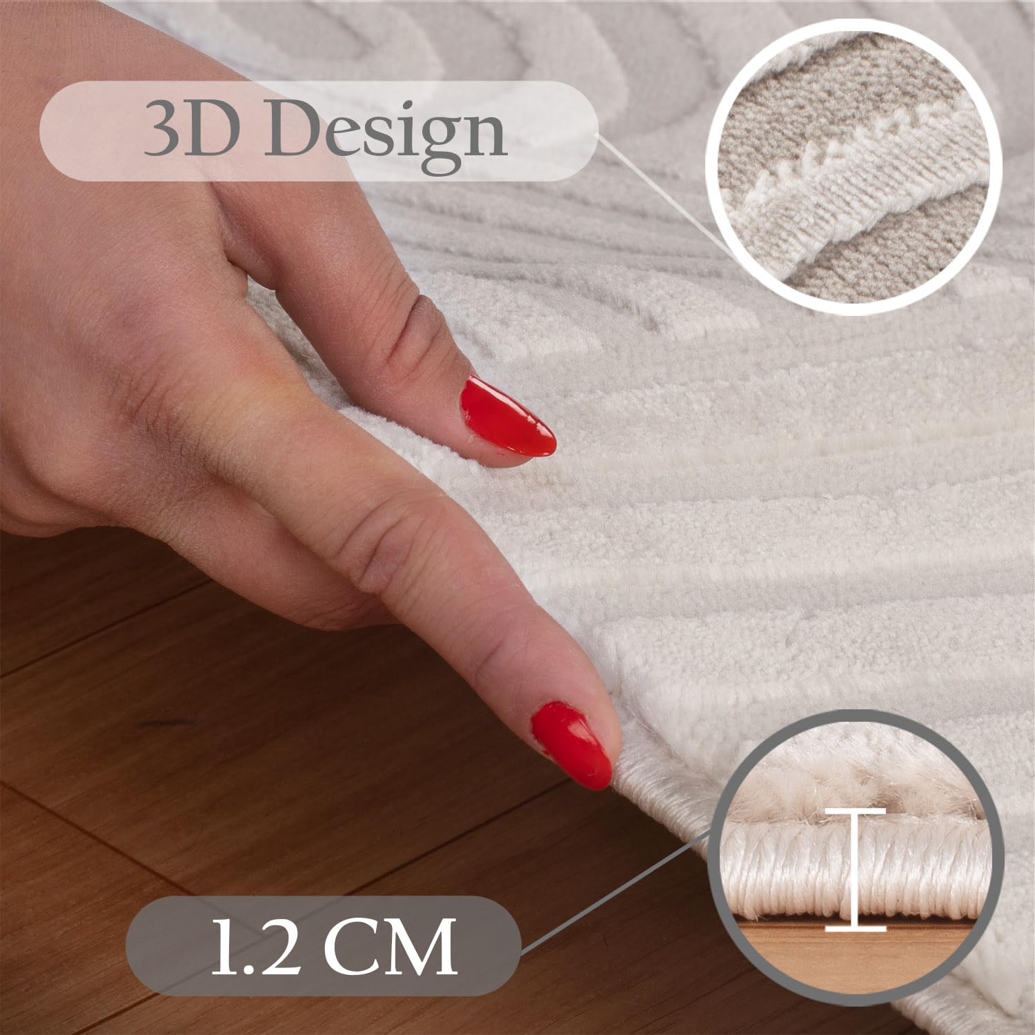 Carpettex Moderne Tapis Salon Tapis Chambre Nature 240 x 340 cm - Tapis à Poils Courts, Effet 3D Style Scandinave, Motif bohème scandinave Doux et Moelleux - Tapis Cuisine Moquette Salle de Sejour