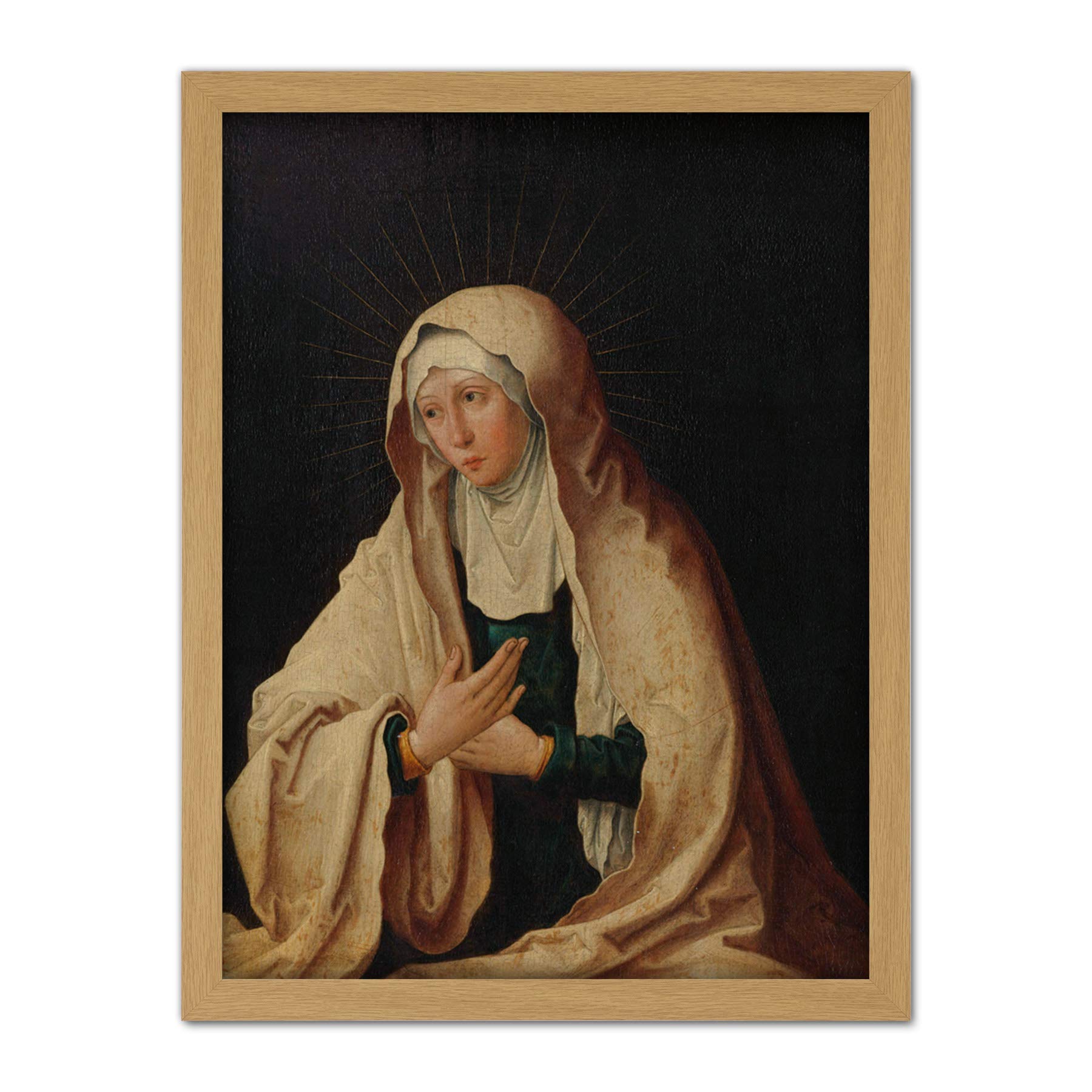 Artery8 Van Leyden Virgin Mary Painting Artwork Framed Wall Art Print 18X24 Inch