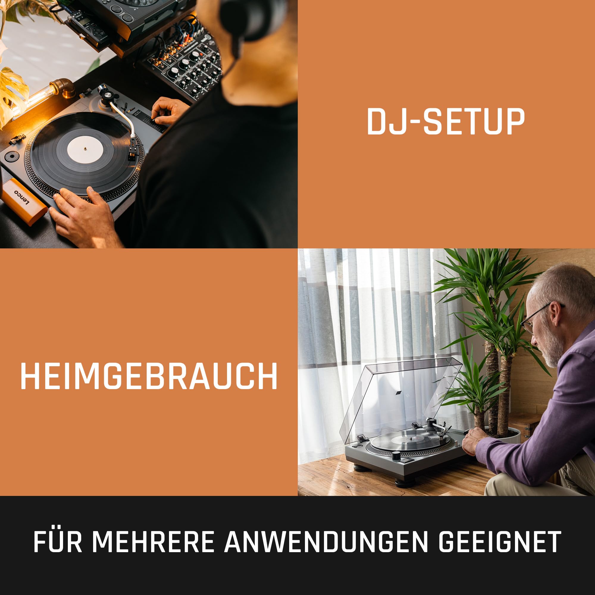 Lenco L-3810GY - Plattenspieler - Schallplattenspieler - Vinyl Player | L-3810 - 33/45 U/min - Pitch-Control - Magnet-Tonabnehmer-System - Nadelbeleuchtung - Pitch-Control