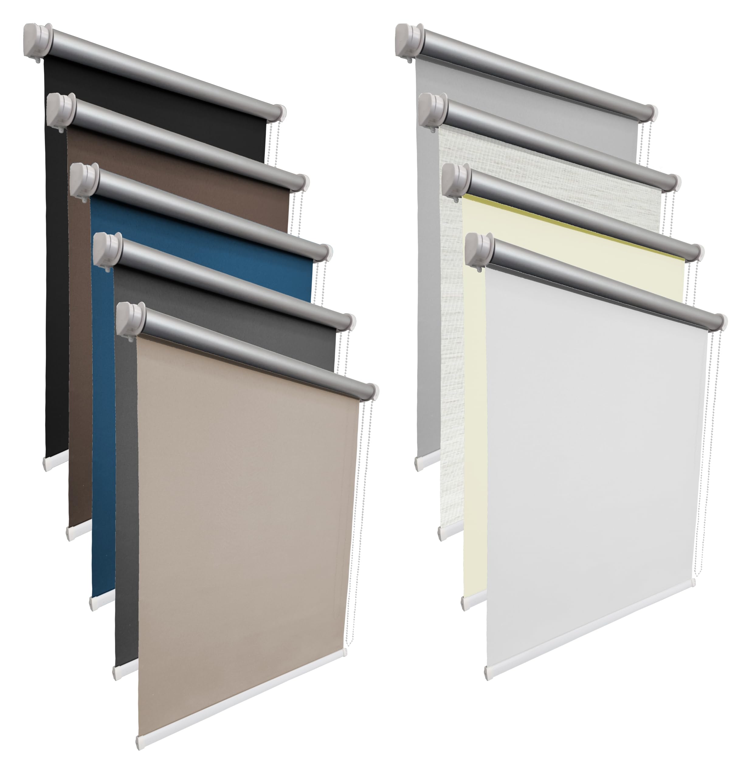 Thermorollo Verdunkelungsrollo Rollo nach Maß Breite 50 bis 240 cm Höhe 100 bis 240 cm 9 Farben zum Anschrauben und Klemmen für Türen und Fenster lichtundurchlässig verdunkelnd Thermo Blackout Silber