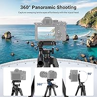 Vista 3 de NEEWER Versión de entrada trípode para teléfono celular y cámara, soporte de viaje portátil ligero de metal con soporte para teléfono con zapata
