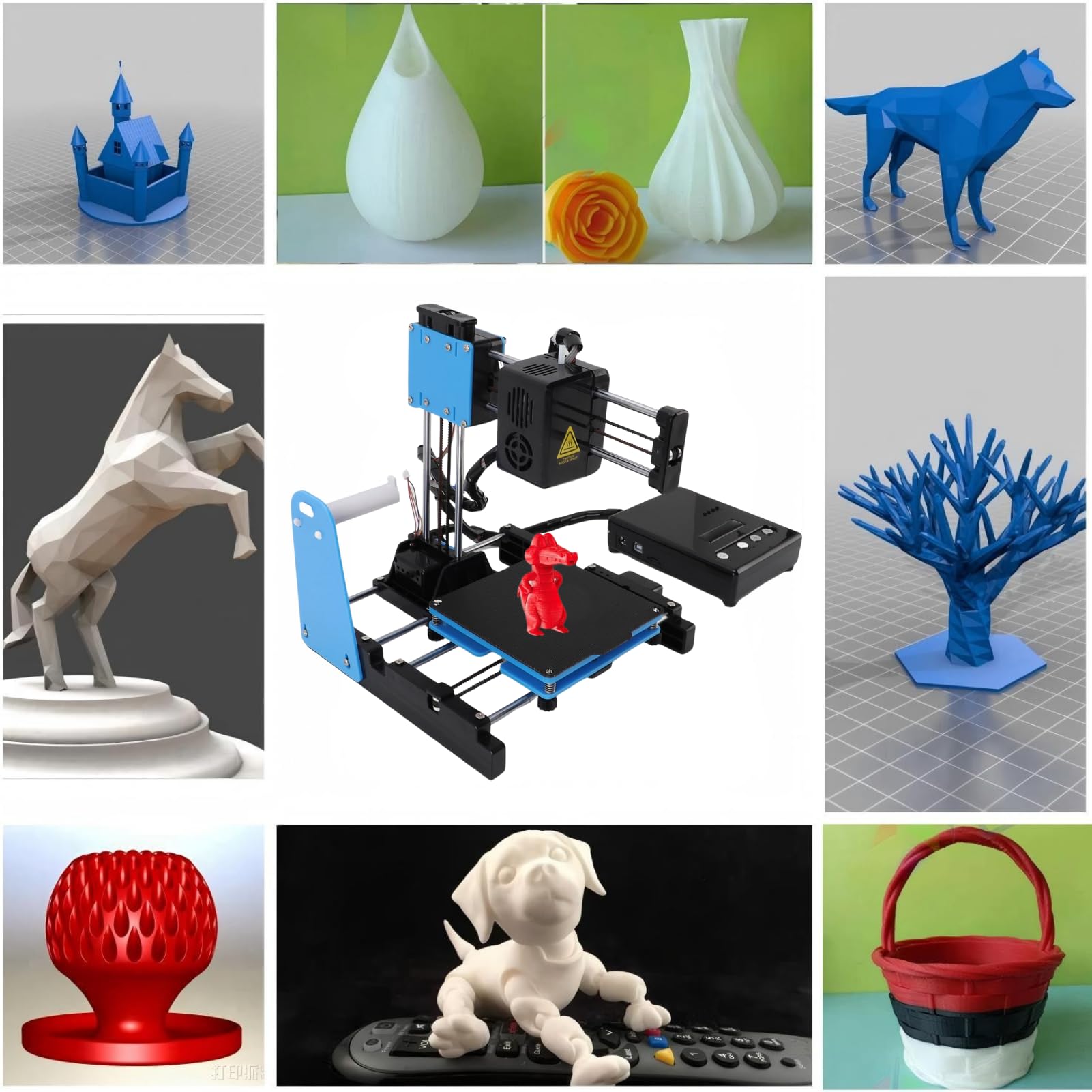 Mini Stampante 3D per Principianti, 10-40 mm/s Macchine da Stampa 3D con Filamento PLA da 1,75 MM, Stampante 3D Supporta Stampa con un Clic del Mouse, Dimensioni di Stampa 100 x 100 x 100 mm