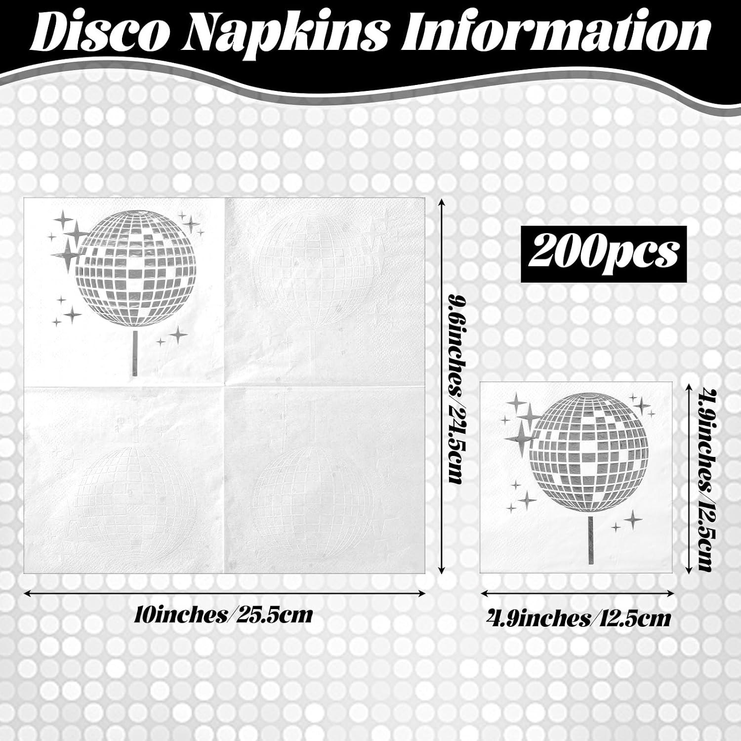 200 Pack 70s Disco Party Napkins Disco Ball Party Decorations Paper Stylish Disposable 70s 80s 90s Party Supplies Napkins for Engagement Wedding Birthday Baby Shower Graduation Baby Shower