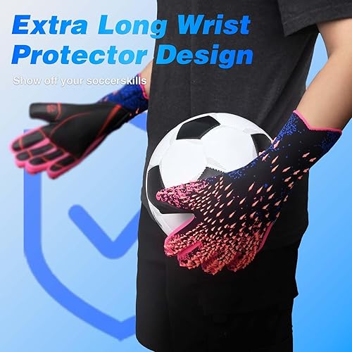 Miniatura 7 de QUICARD Guantes de portero de fútbol, guantes de portero de fútbol con agarre definitivo con tamaño 678910, receptor fuerte, fútbol americano para