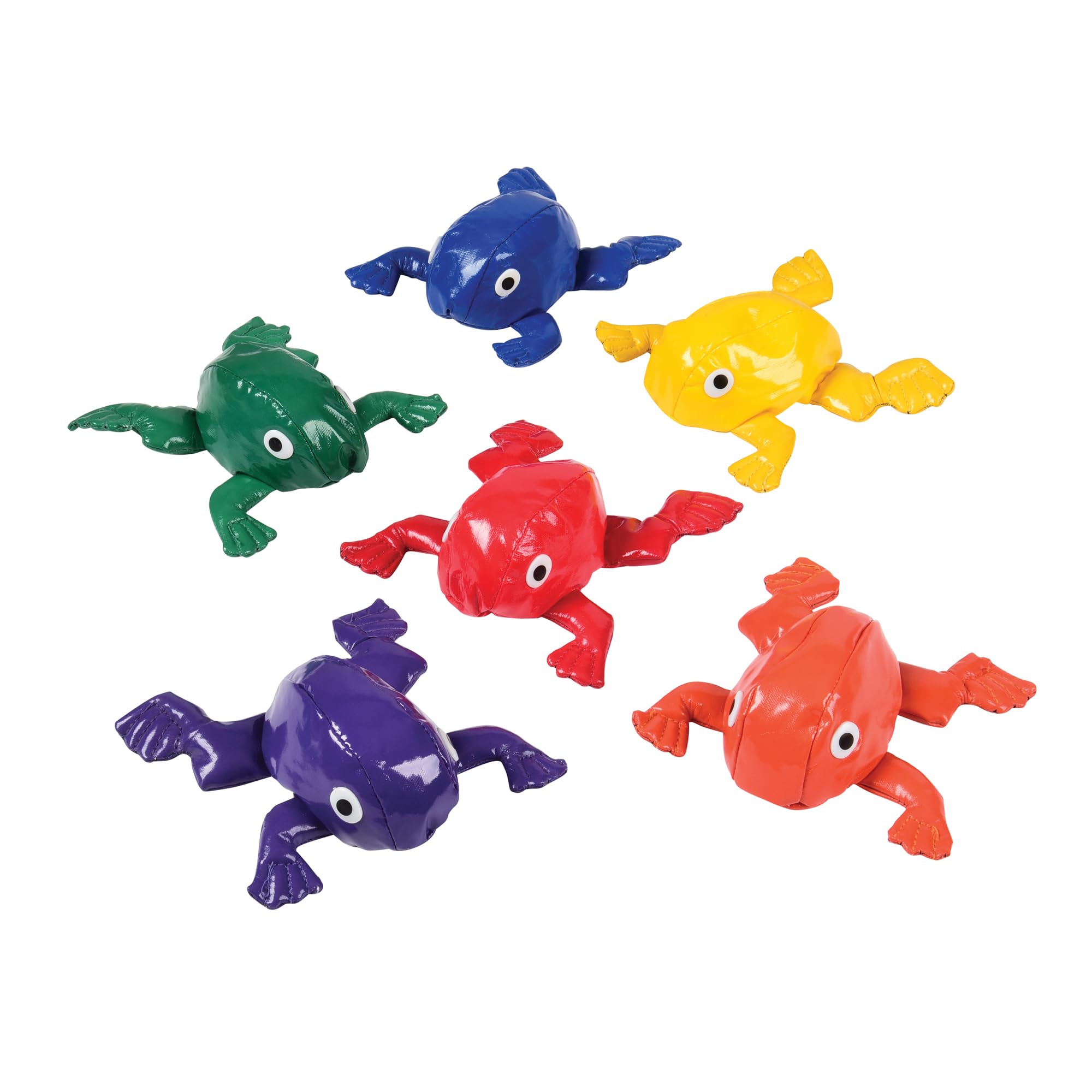 Constructive Playthings Multi-Colored Frog Bean Bags for Tossing, Juggling, Classroom, Weighted Bean Bags for Kids (Set of 6)