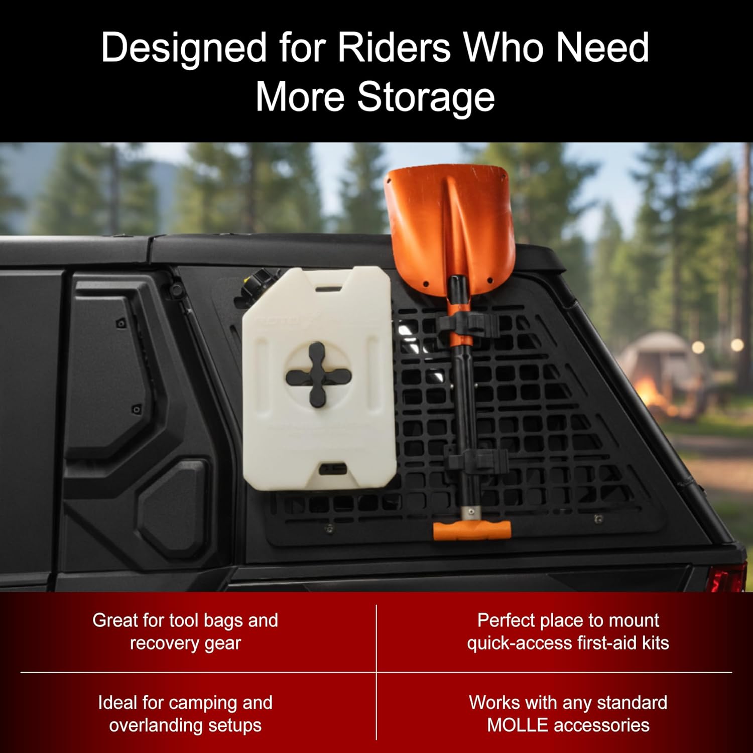 Tusk Aluminum MOLLE Panel Rear Window Exterior Compatible with Polaris Xpedition ADV Northstar 2024-2026