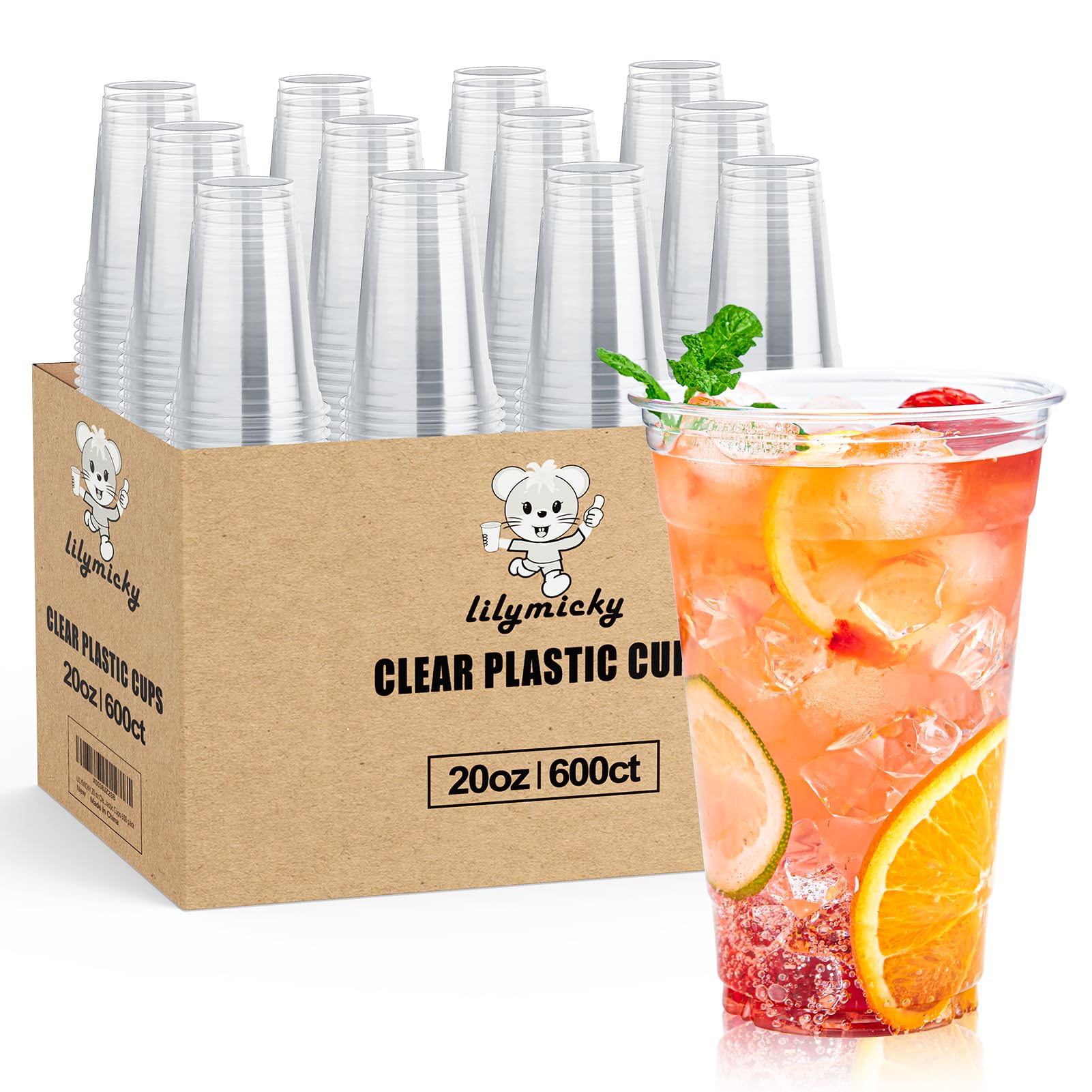Lilymicky 600 Pack Clear Plastic Cups