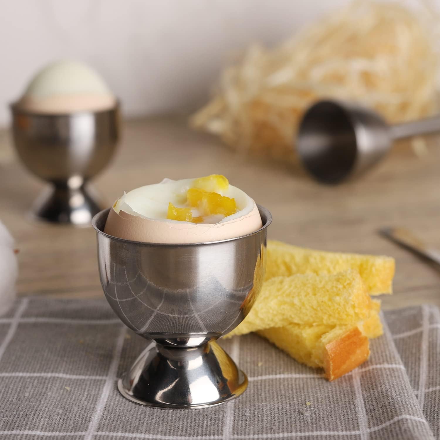 Egg Holder Cup Set of 12 Egg Cups for Soft & Hard Boiled Eggs Stainless Steel Egg Holders Kitchen Tool