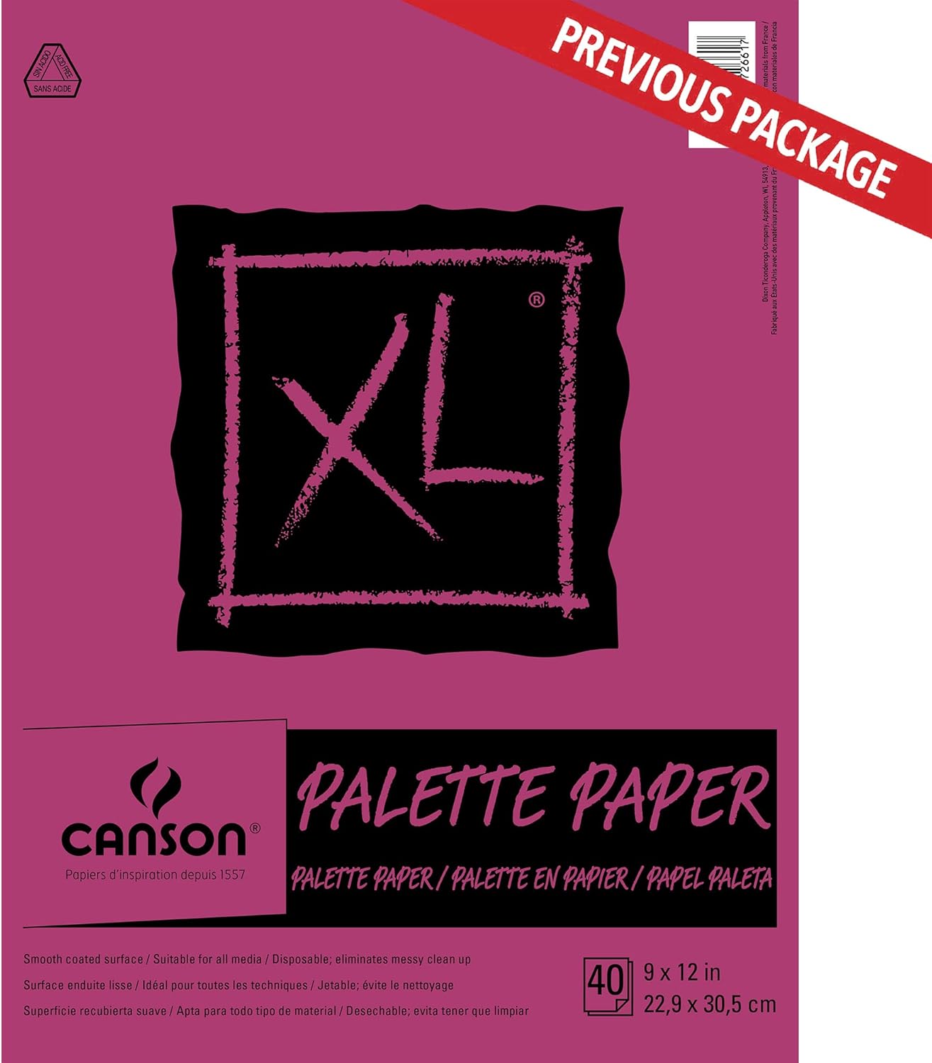 Canson Foundation Disposable Palette Pad, Coated Paper, Fold Over, 9 x 12 Inch, 40 Sheets, 9" x 12", Pink