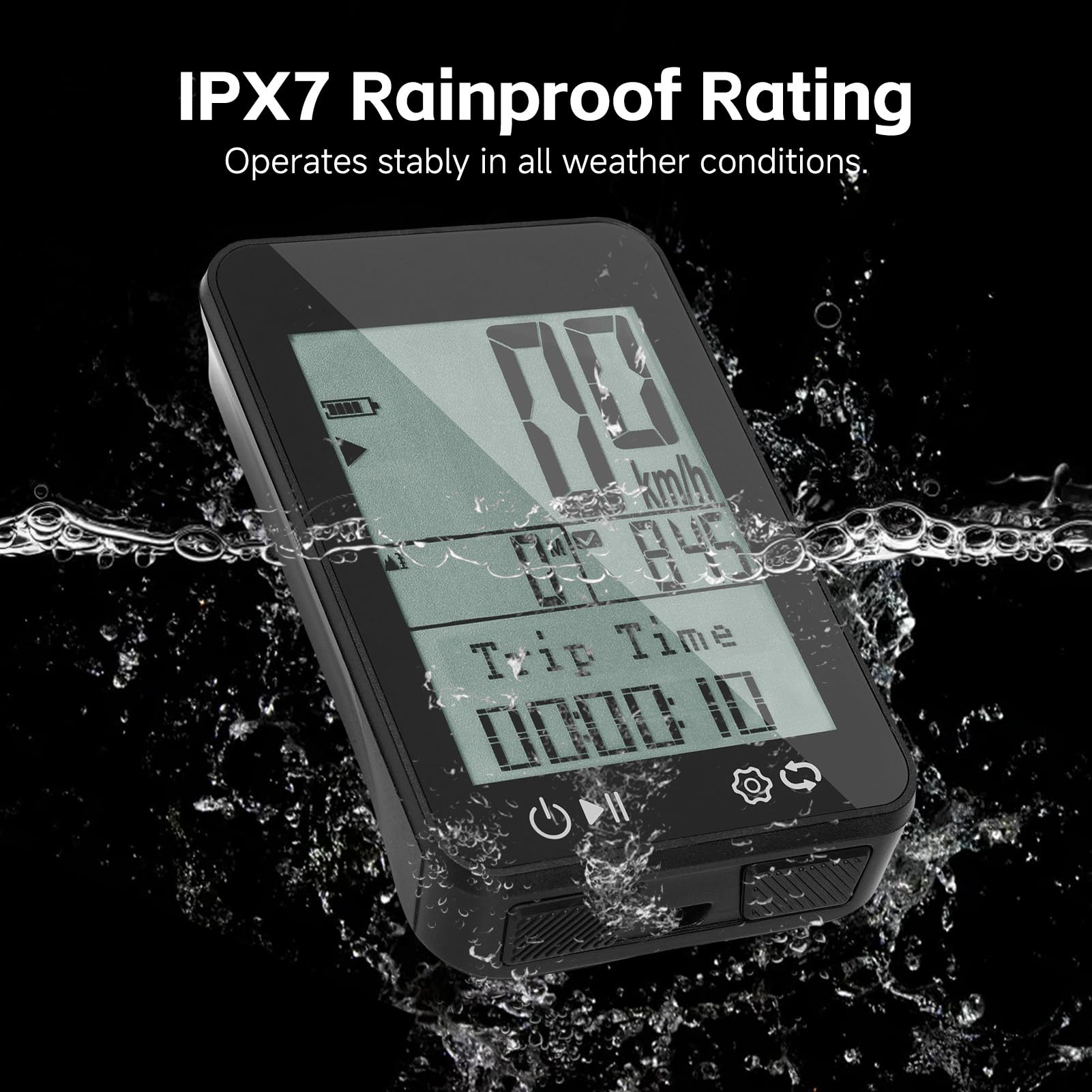 GPS IPX7 Bike Counter, Rain -Watered, 2,4 -pollici Schermo FSTN, Guida Notturna, Distanza, velocità, Altitudine, Tempo, Contachilometri e Contanti della velocità