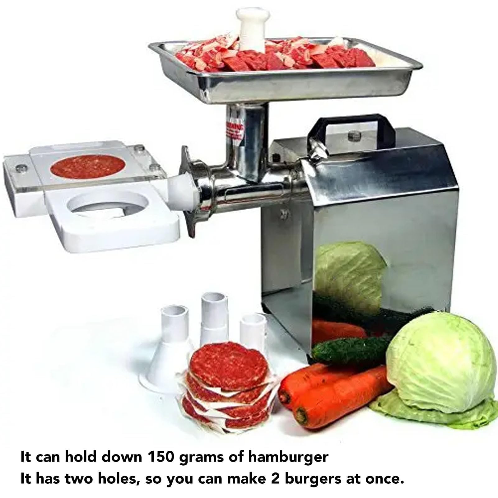 Macchina per la pressatura di hamburger, macchina automatica per hamburger con 5 tubi adattatori, pressa per hamburger fatti in casa per riempire salsicce e carne