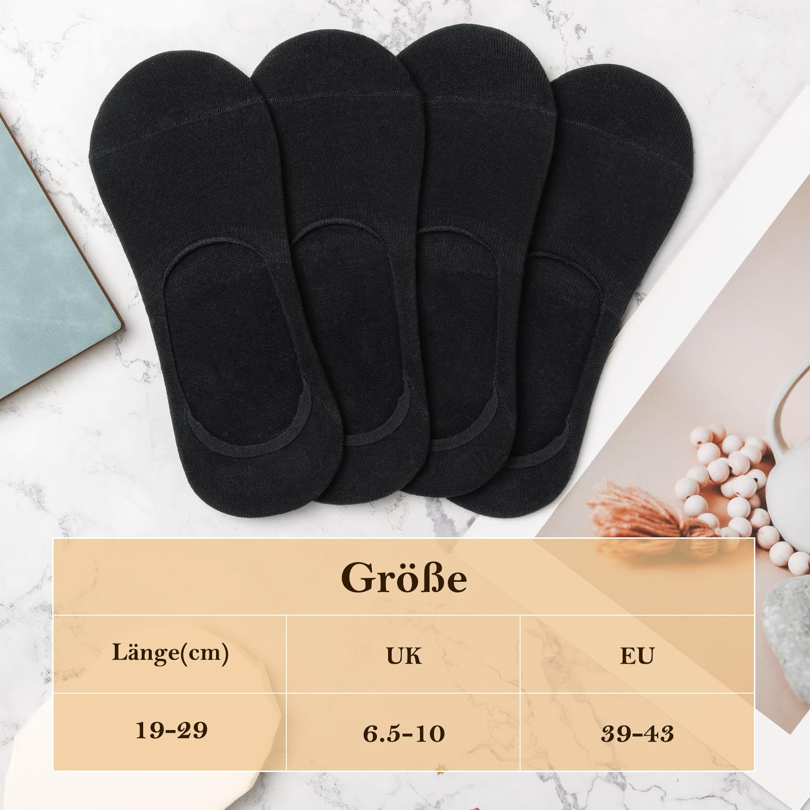 Kiiwah 4 Paare Füsslinge Herren, Füßlinge mit Rutschfestem Silikon Unsichtbare Socken Sneaker Socken Unsichtbar Invisible Socks Herren für Canvasschuhe, Sneaker, Oxford-Schuhe, Freizeitschuhe