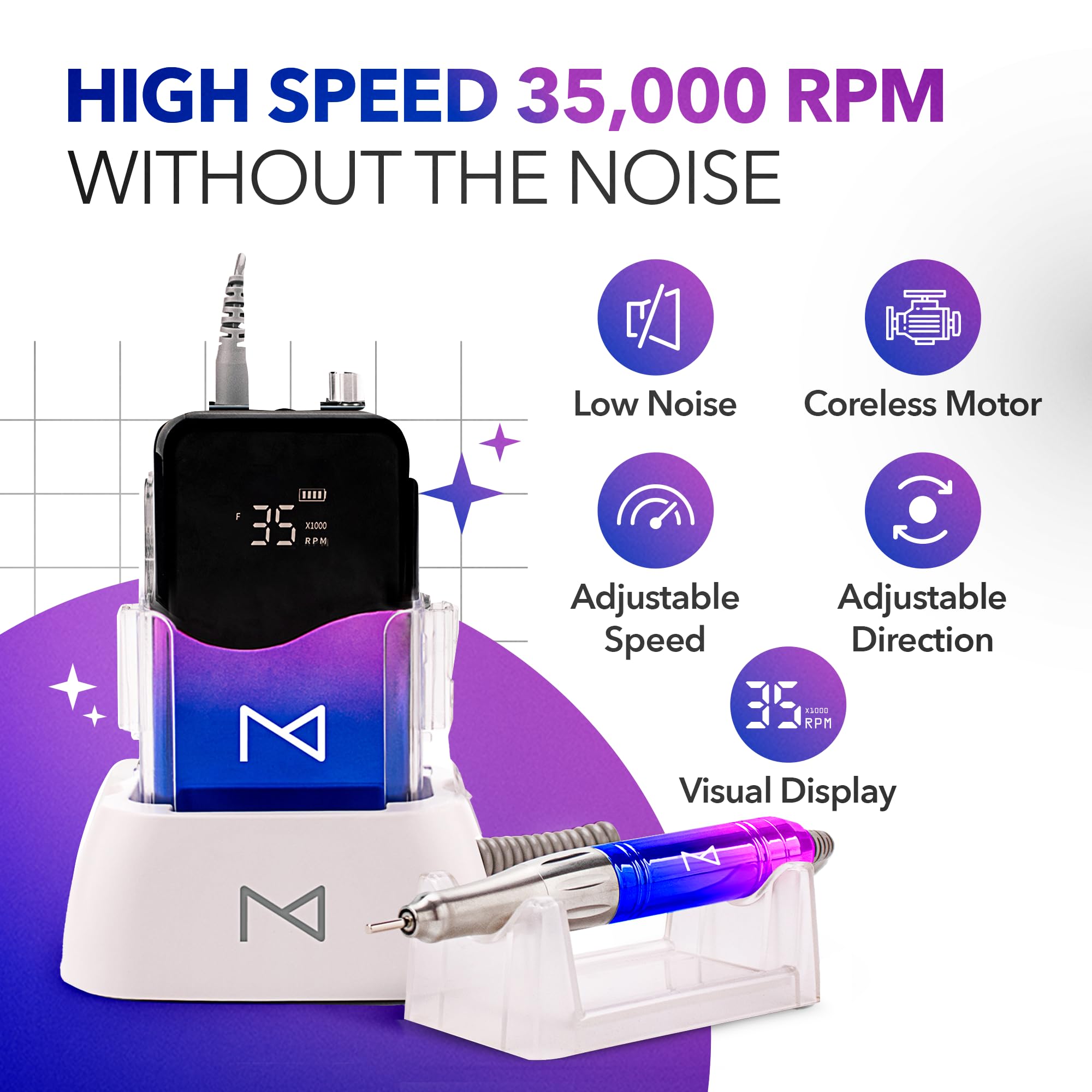 Amazon.com: M Mase- Professional Nail Drill Machine - Coreless 2
