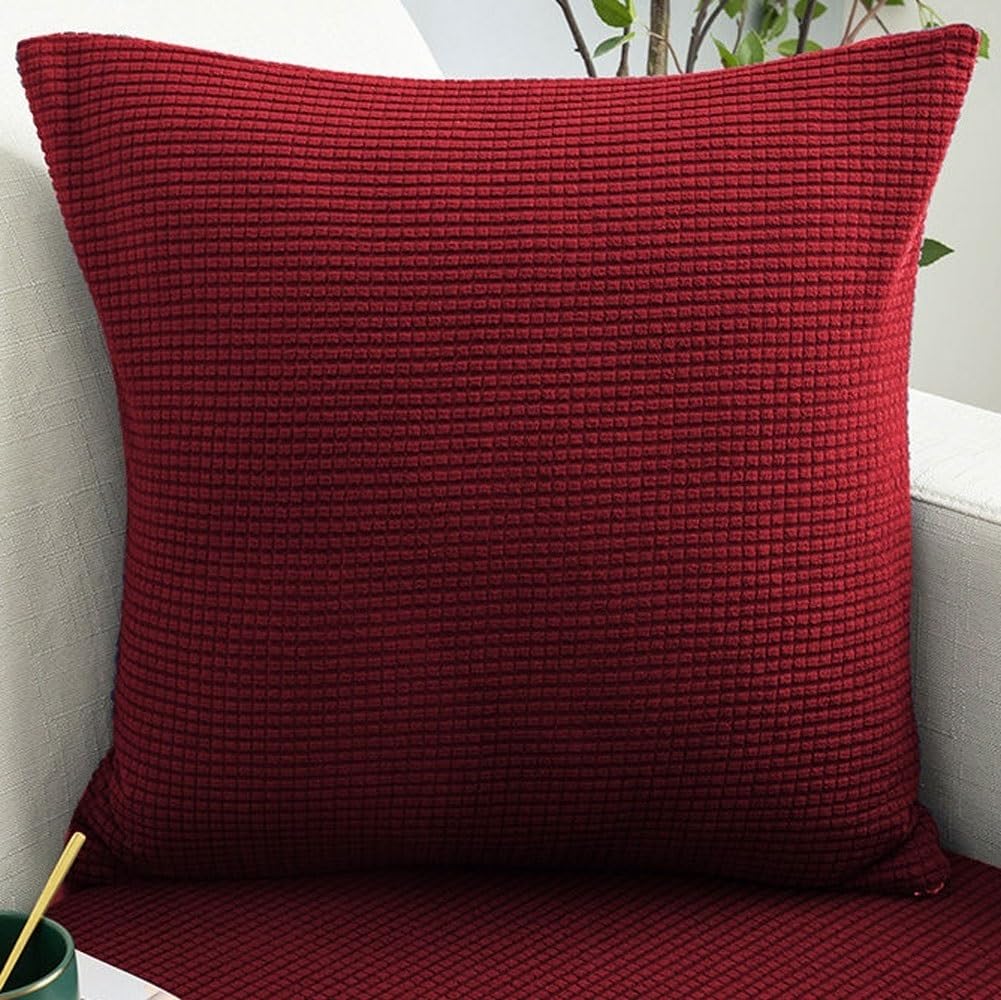 Swj-Swjssb Burgundy Super King Size Pillow Cases,Pack Of 2 Square Extra Large Cushion Covers Soft Pillow Cover With Invisible Zipper Decorative Pillowcases For Pillows Sofa Couch(,50X50 Cm Pack Of 2)