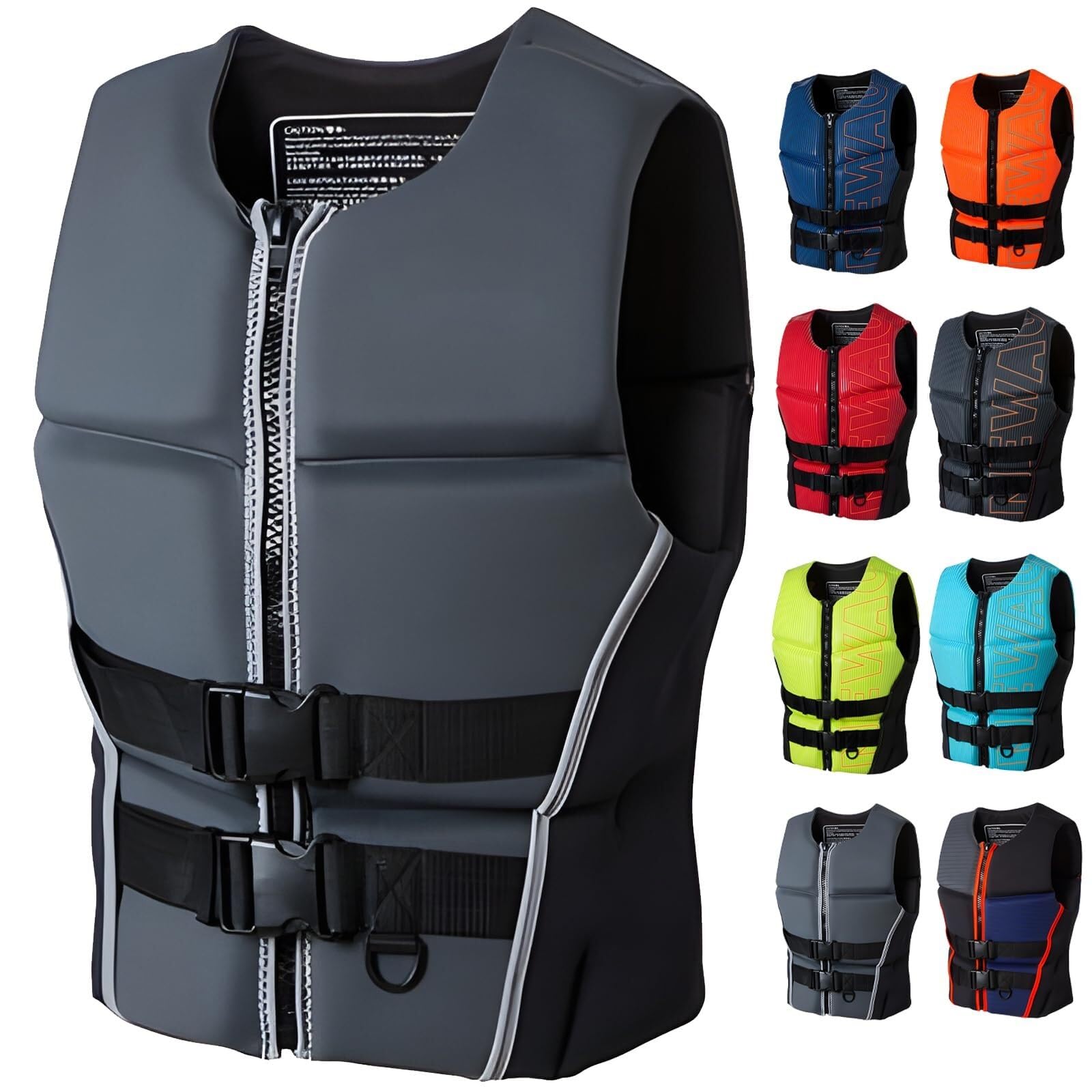 Chaleco de Kayak Premium con Cremallera Ajustable y Cinturón | Chaleco de Kayak PFD for Navegación, Pesca, Surf, Deportes Acuáticos for Adultos y Niños