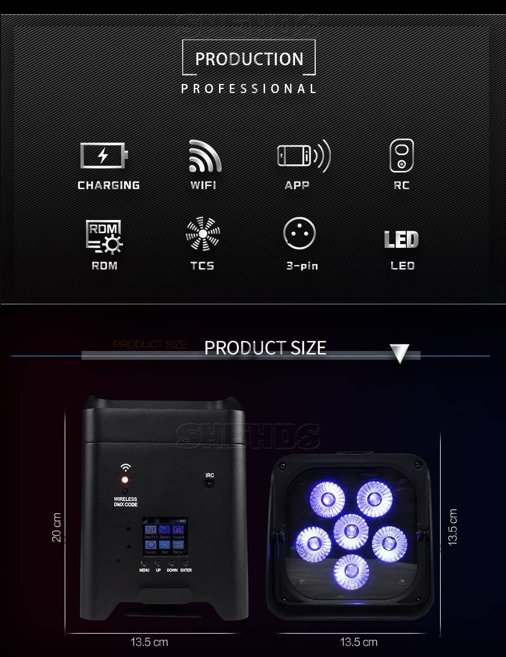 U`King 4 luci par led 108W ricaricabili batteria RGBWA+UV Uplight esterna con telecomando/APP/IR/DMX 9600 mAh luce da discoteca per la festa per dj bar KTV Band Matrimonio- Spedizione Germania