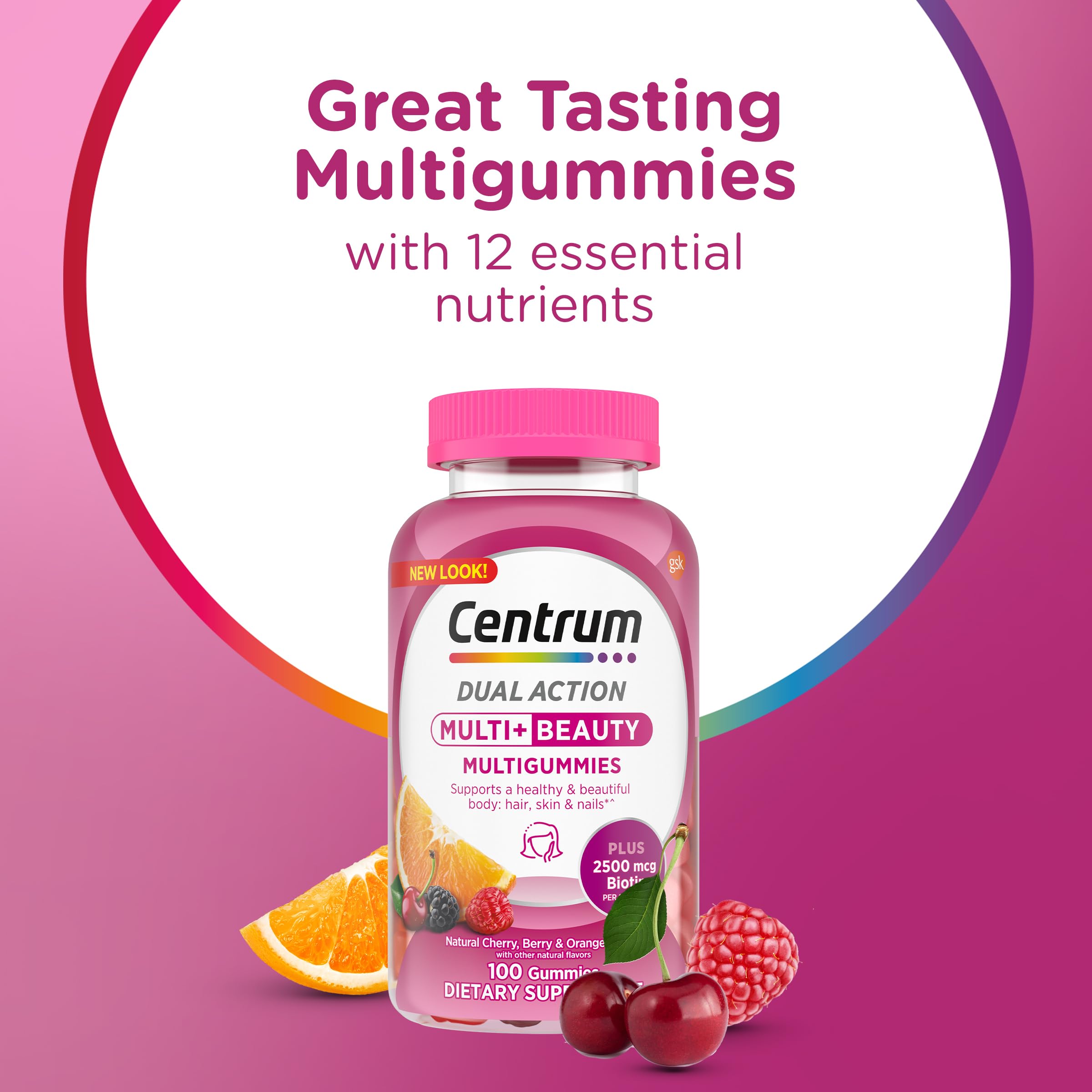 Centrum MultiGummies, Multi + Beauty, 100 Count — Amazon image 2