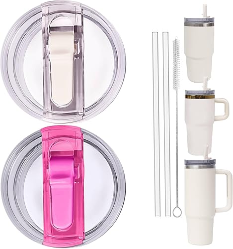 Miniatura 10 de Tapa de repuesto para vaso de 40 onzas, apta para vaso SIM de 40 onzas, vaso Stanley Adventure Quencher y Quencher 2.0 de 40 onzas (marrón)