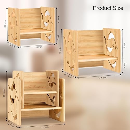 Miniatura 5 de XIEEIX Montessori - Juego de mesa y silla de destete, juego de mesa y silla de madera maciza, taburete de mesa y silla para niños, adecuado para