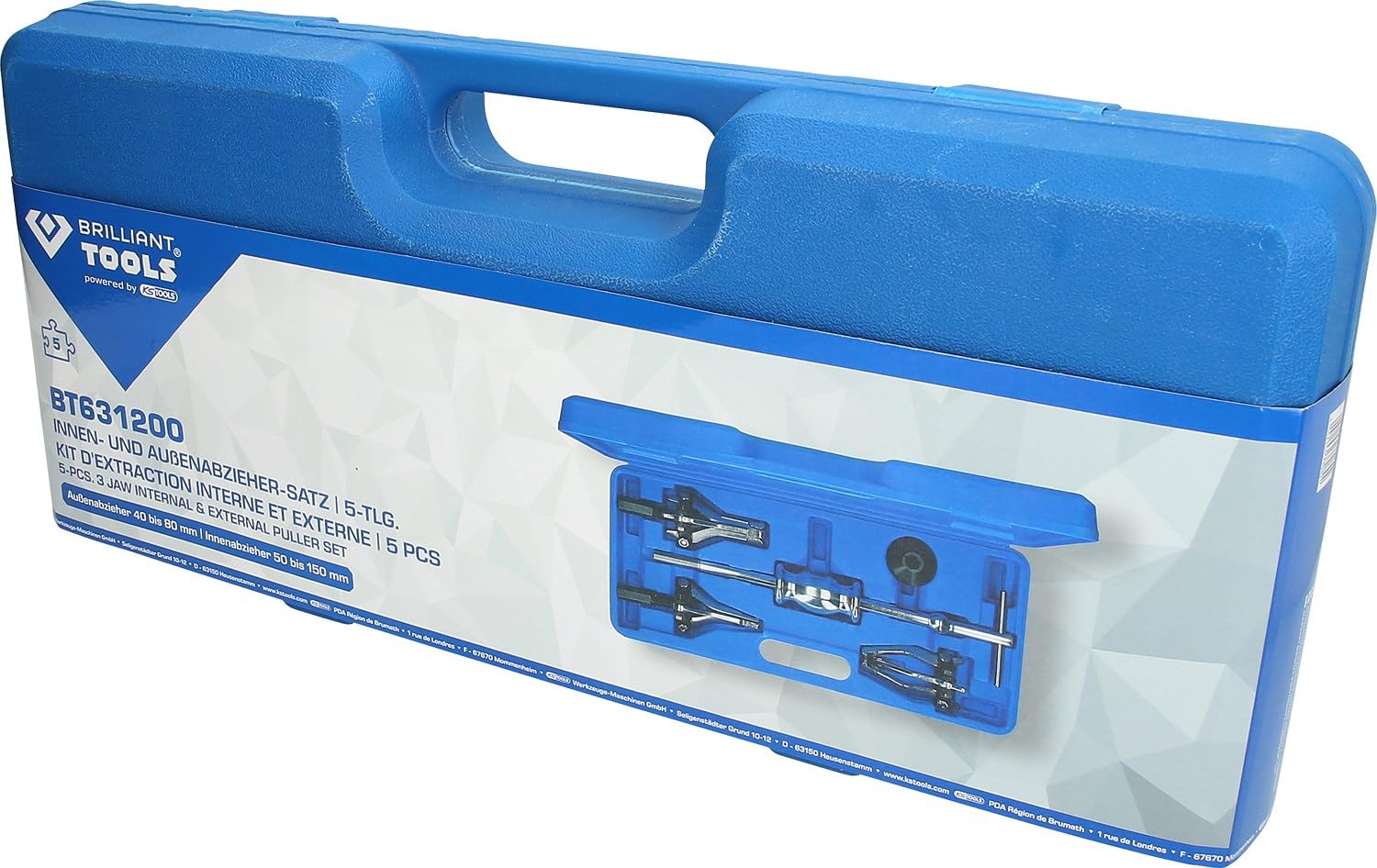 BRILLIANT TOOLS BT631200 Serie estrattore interno ed esterno, 5 pz [Powered by KS TOOLS]