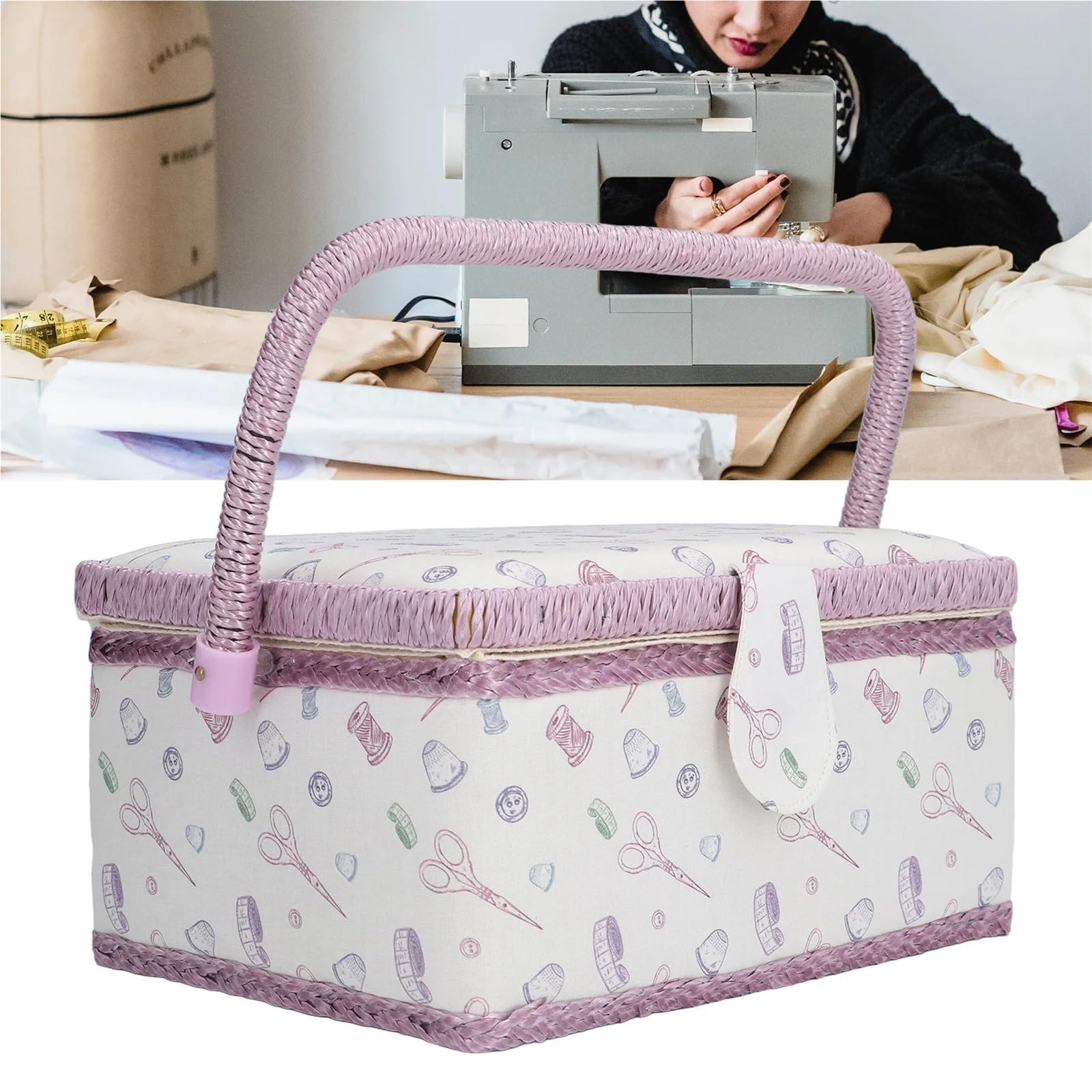 Cestino da cucito Tessuto antipiega Buona elasticità Scatola portatile resistente all'usura Organizzatore della scatola