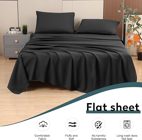 Miniatura 4 de Toodou Las sábanas encimeras tamaño individual de color verde cazador de alta calidad, de calidad hotelera, resistentes a las arrugas, tienen un