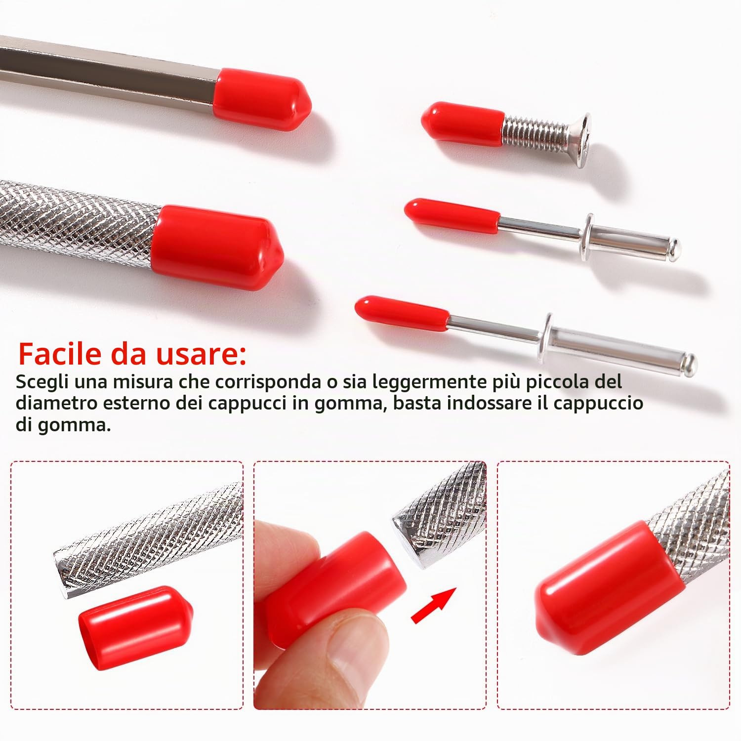 YIXISI Kit 40 Pezzi Tappi Terminali in Gomma 3/6/9/12 mm, Rotondi in Vinile Flessibile, Protezione per Bulloni, Cappucci per Viti, Tubi, Cavi, Fili - Nero e Rosso