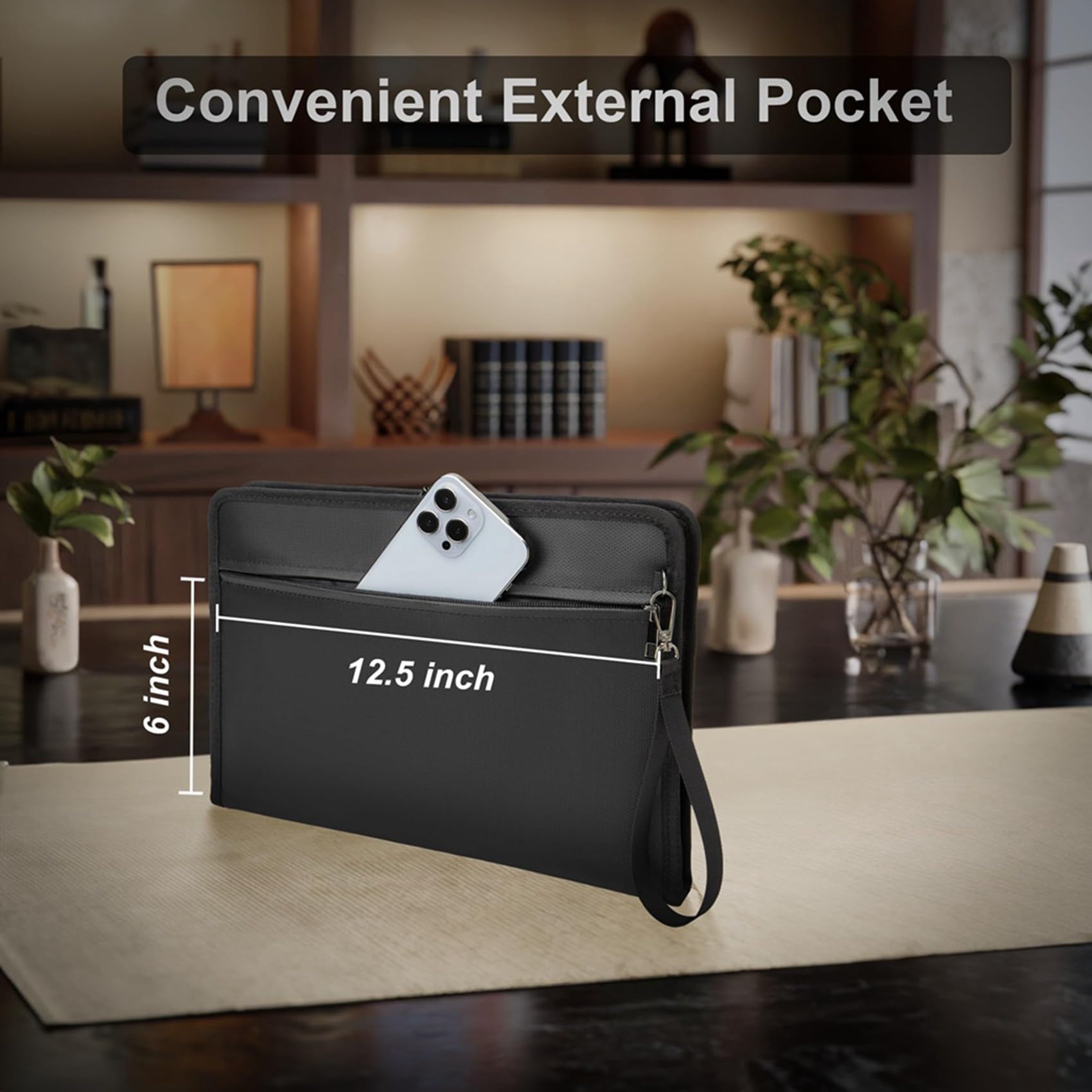 3X Borsa Portadocumenti Ignifuga con Lucchetto, Borsa Portasoldi Ignifuga da 13x9,2 Pollici, con Cerniera e Lucchetto, Adatta per Tablet e Documenti A4