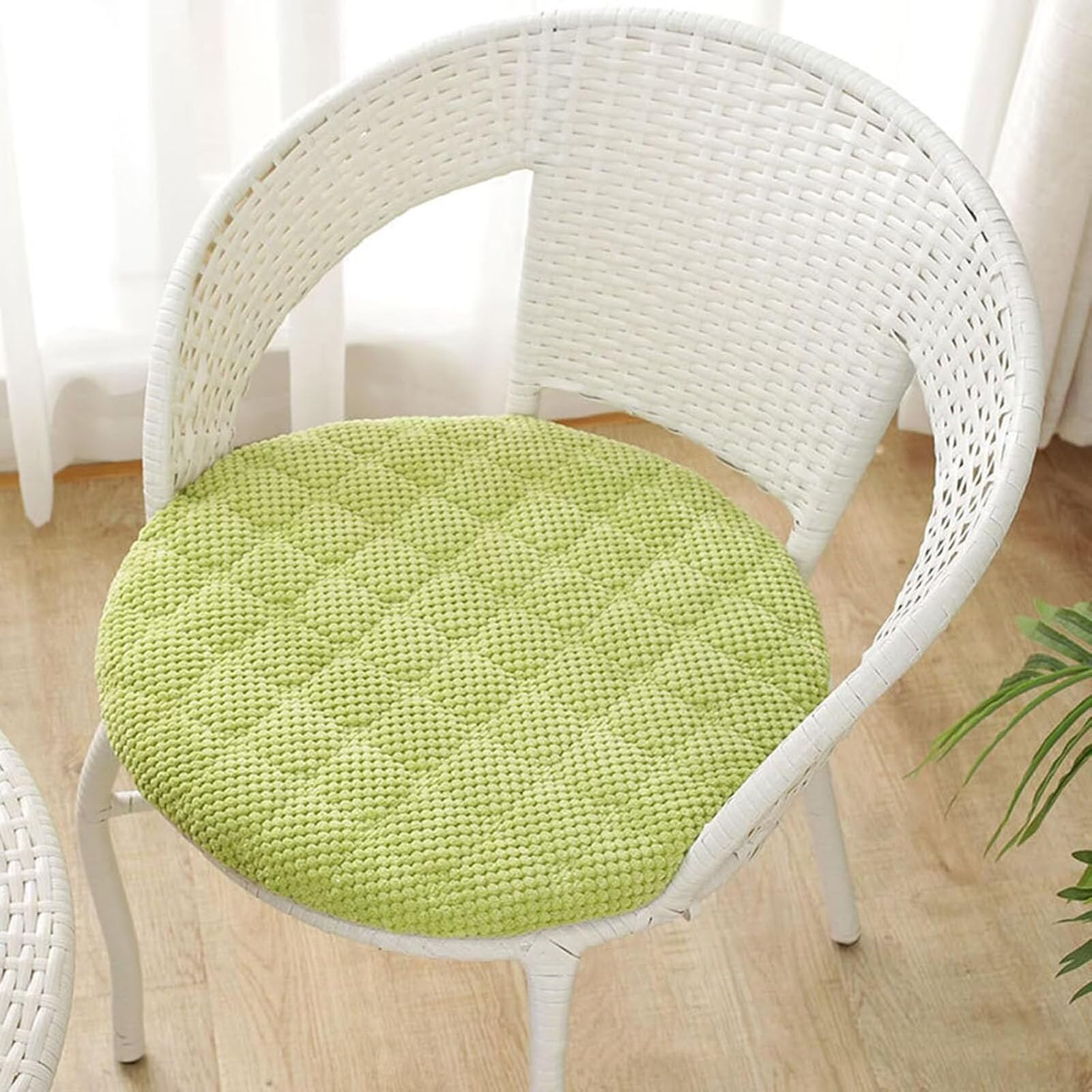 Lot de 6 patins ronds en velours doux et lavables pour intérieur et extérieur Vert 40 cm