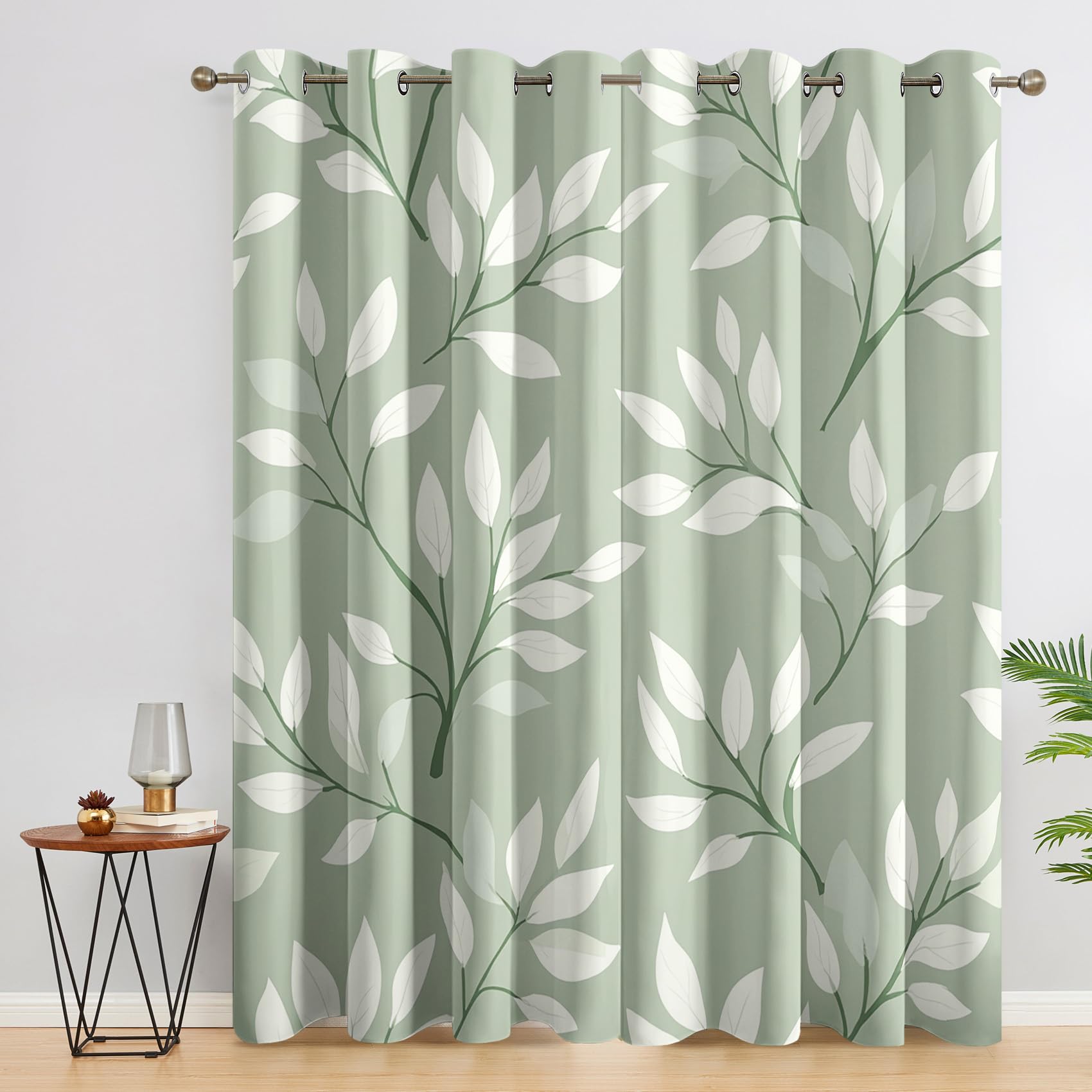 Rideau occultant motif feuilles vertes | Ambiance nature moderne