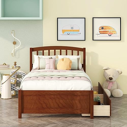 Harper Bright Designs Base de cama individual cama de almacenamiento individual con cajones cama de plataforma individual para niños con